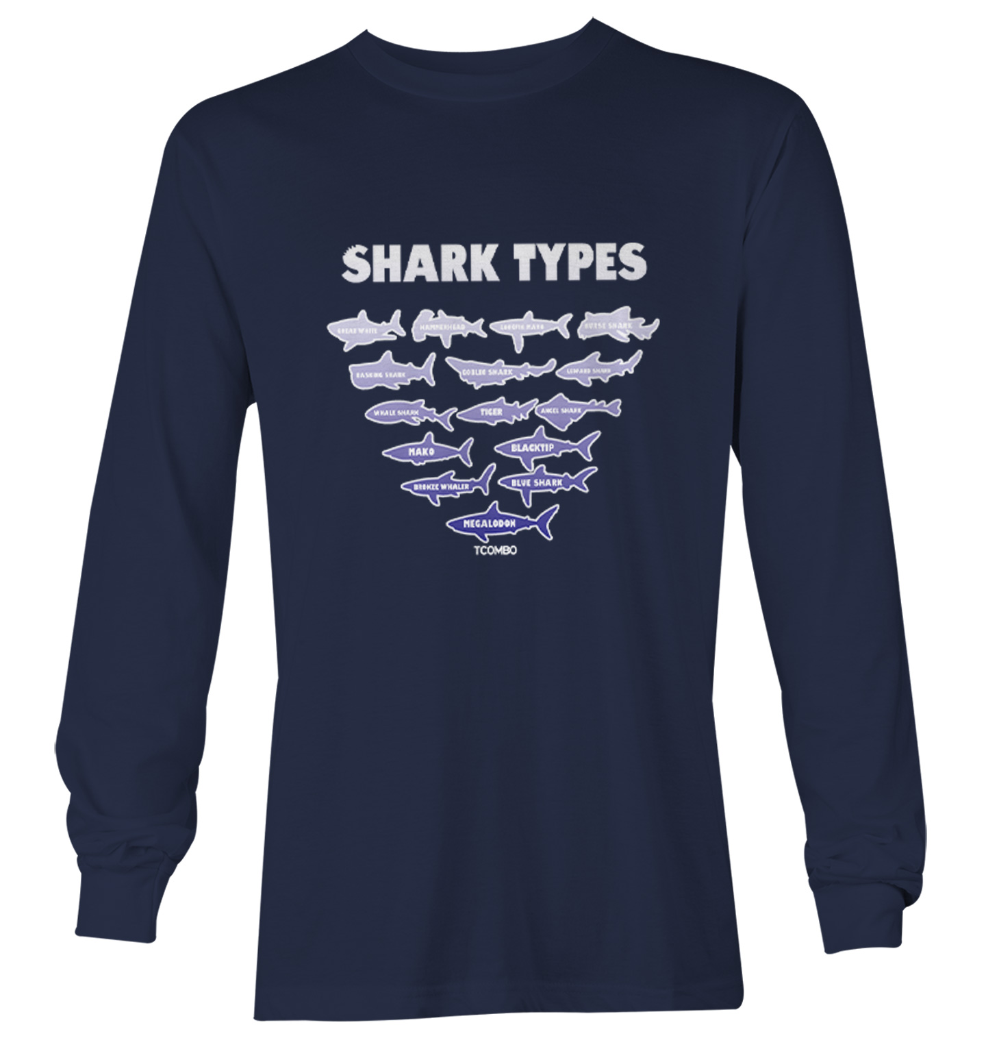 Shark Types - Ocean Water Beach Great White Tiger Youth T-Shirt - Picture 17 of 20