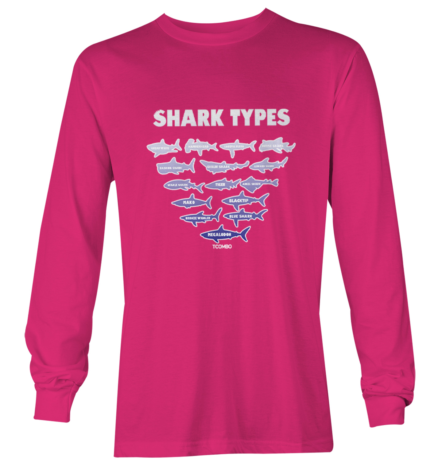 Shark Types - Ocean Water Beach Great White Tiger Youth T-Shirt - Picture 18 of 20