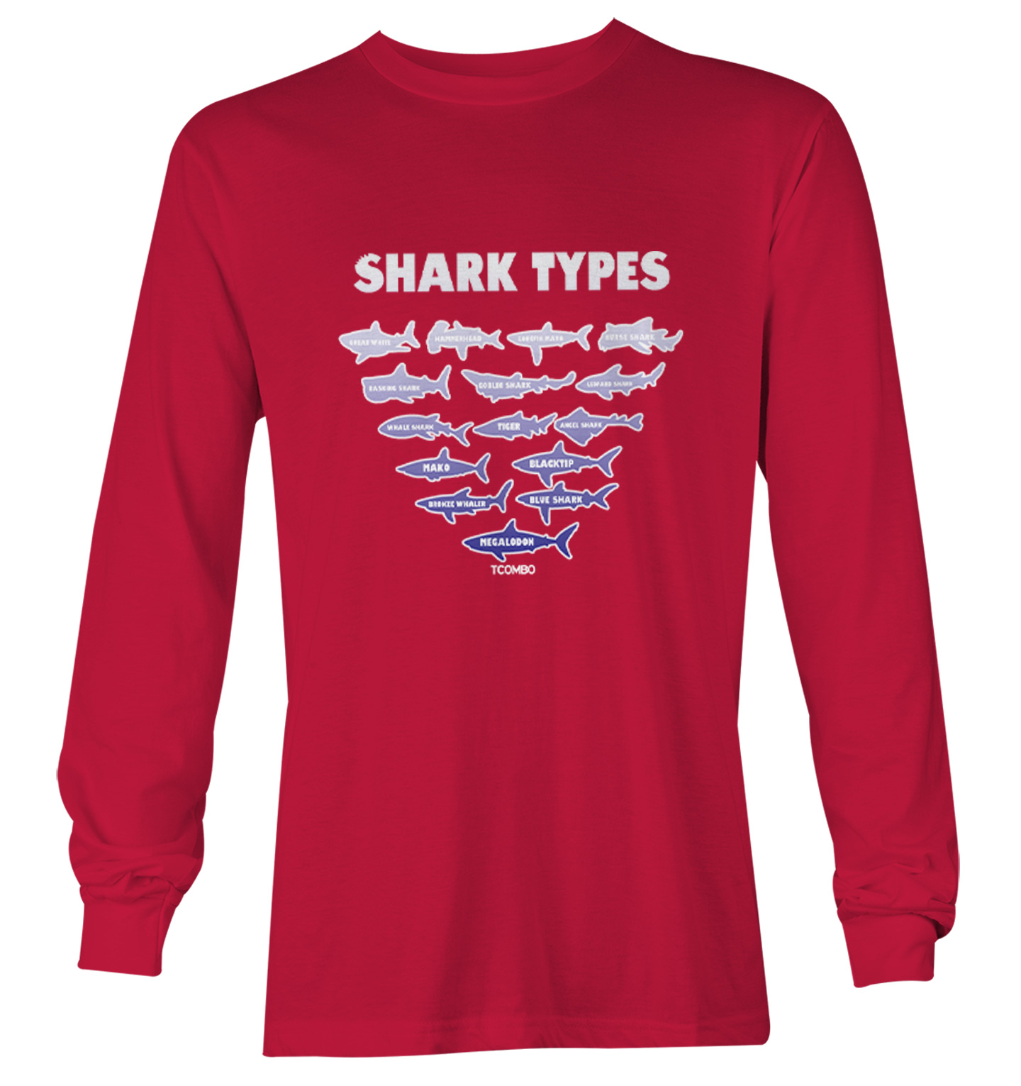 Shark Types - Ocean Water Beach Great White Tiger Youth T-Shirt - Picture 19 of 20