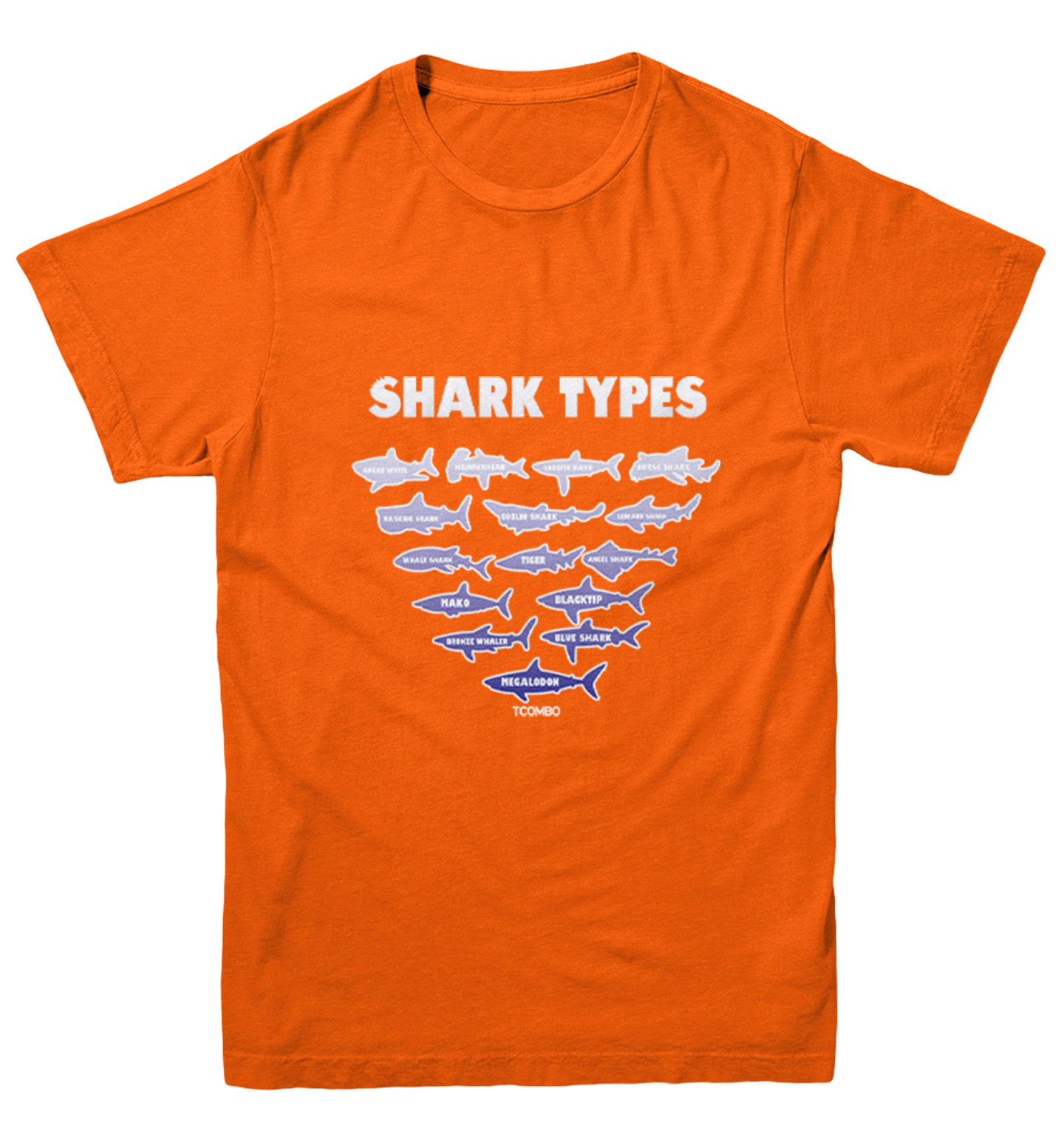 Shark Types - Ocean Water Beach Great White Tiger Youth T-Shirt - Picture 8 of 20