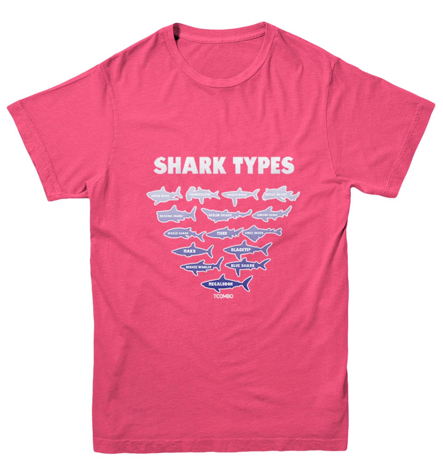 Shark Types - Ocean Water Beach Great White Tiger Youth T-Shirt - Picture 9 of 20
