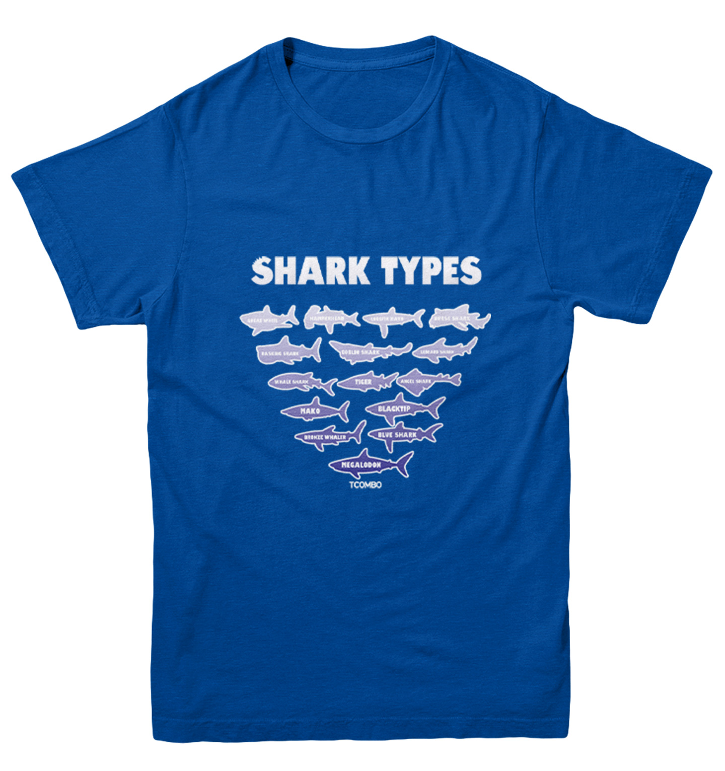 Shark Types - Ocean Water Beach Great White Tiger Youth T-Shirt - Picture 12 of 20