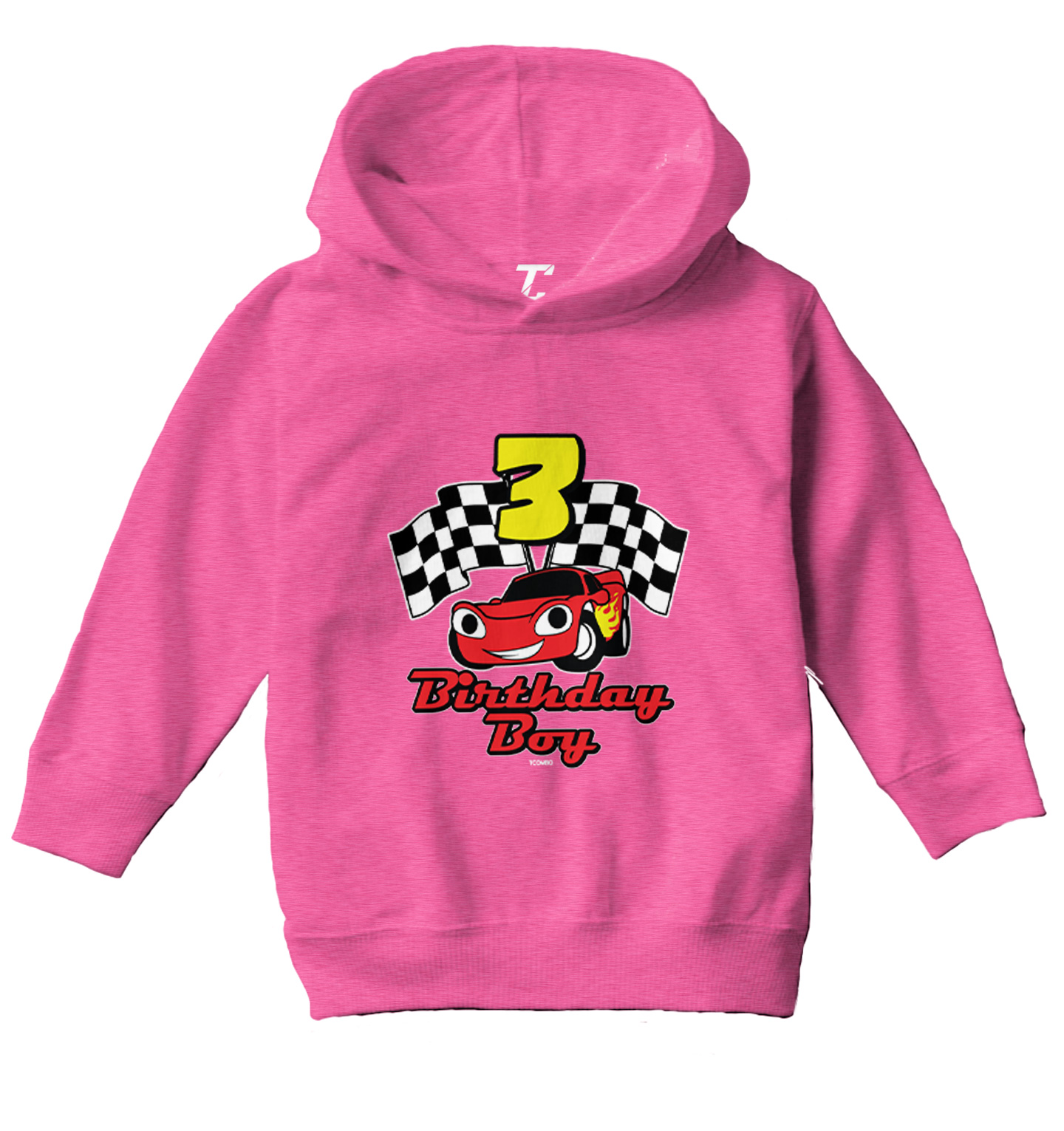 Birthday Boy Car 3 - Three Year Old Checkered Flag Racing Toddler/Youth Hoodie - Picture 4 of 12