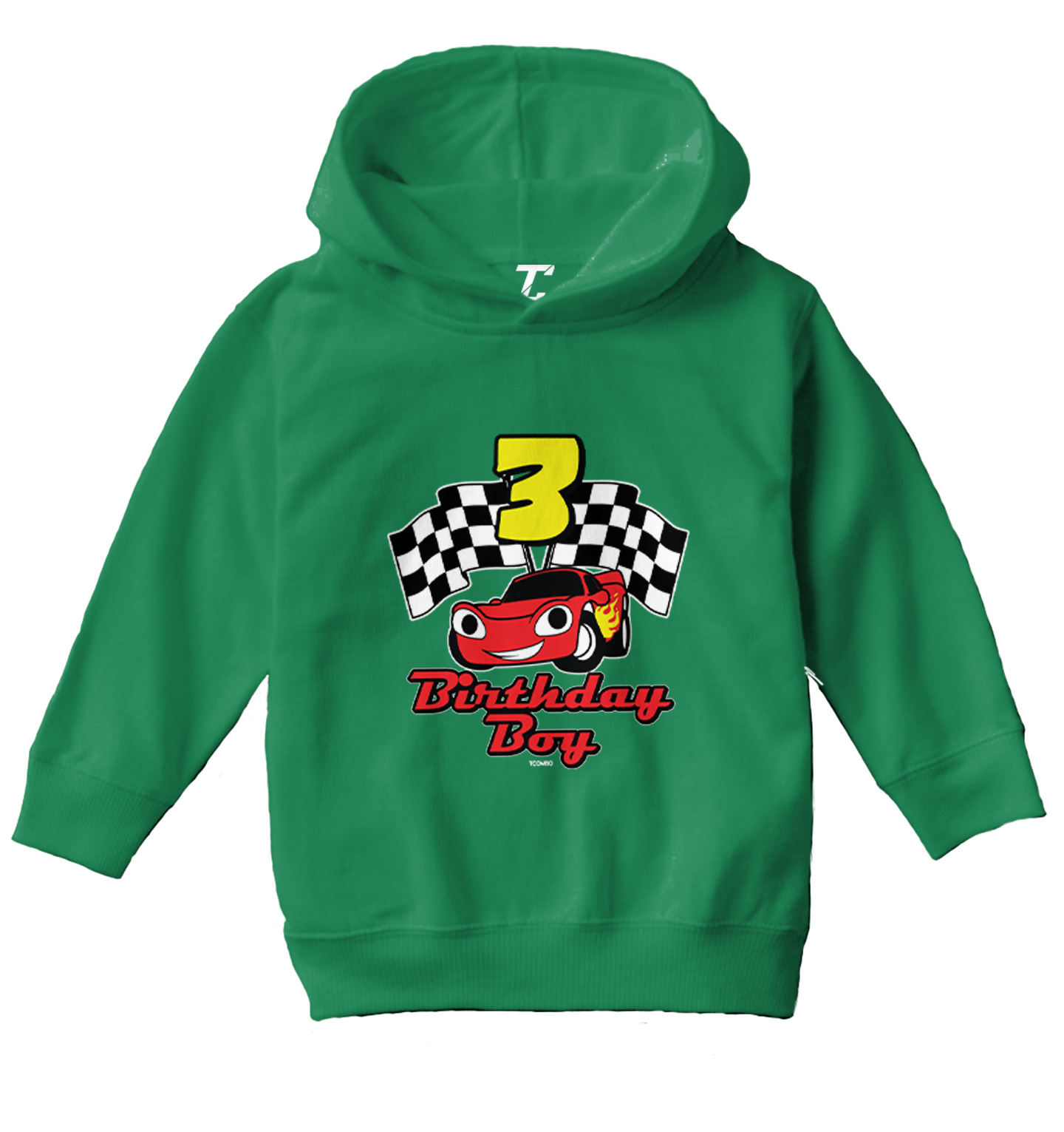 Birthday Boy Car 3 - Three Year Old Checkered Flag Racing Toddler/Youth Hoodie - Picture 5 of 12