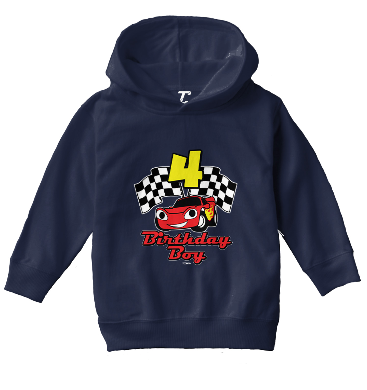 Birthday Boy Car 4 - Four Year Old Checkered Flag Racing Toddler/Youth Hoodie - Picture 7 of 12