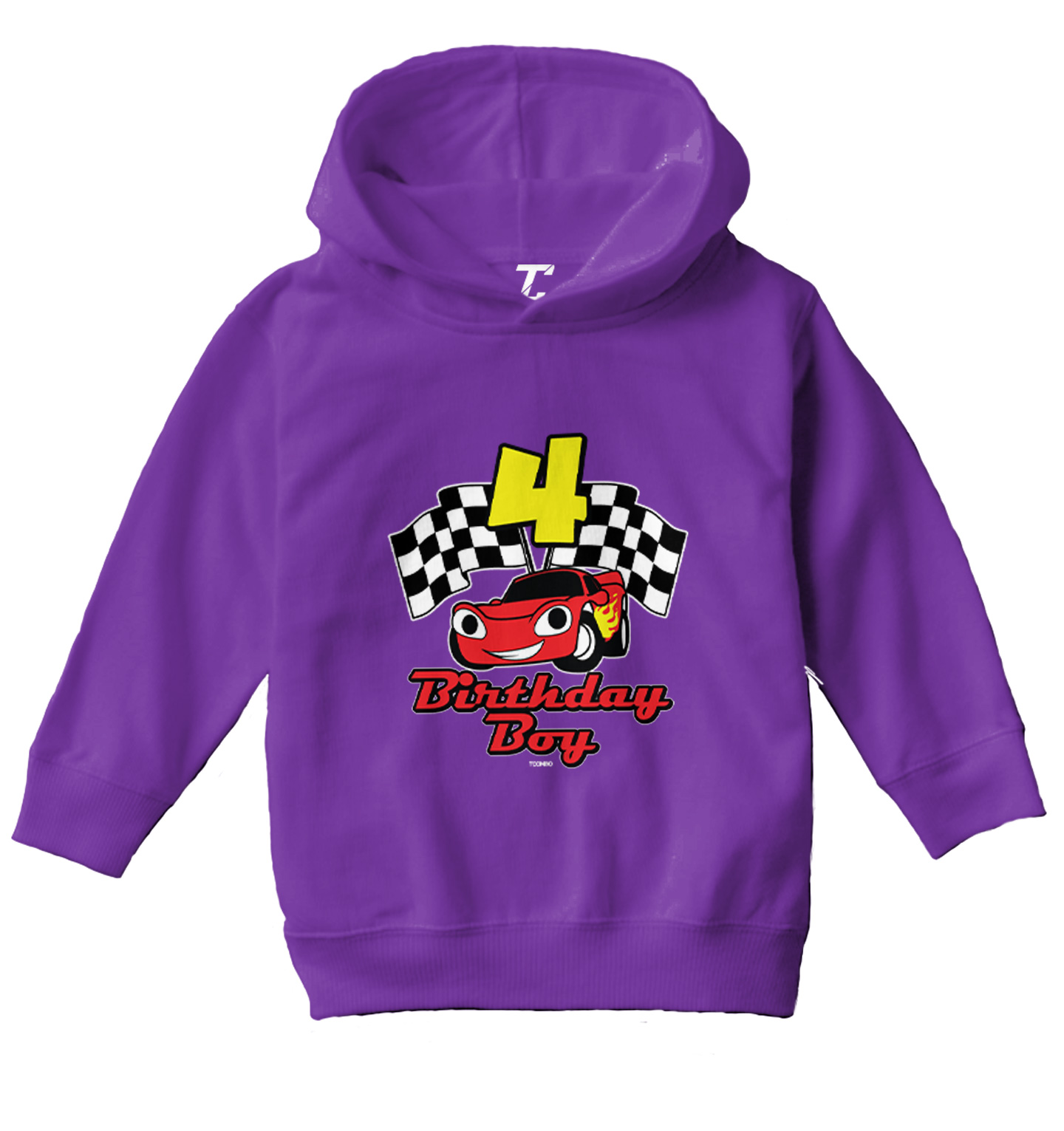 Birthday Boy Car 4 - Four Year Old Checkered Flag Racing Toddler/Youth Hoodie - Picture 9 of 12
