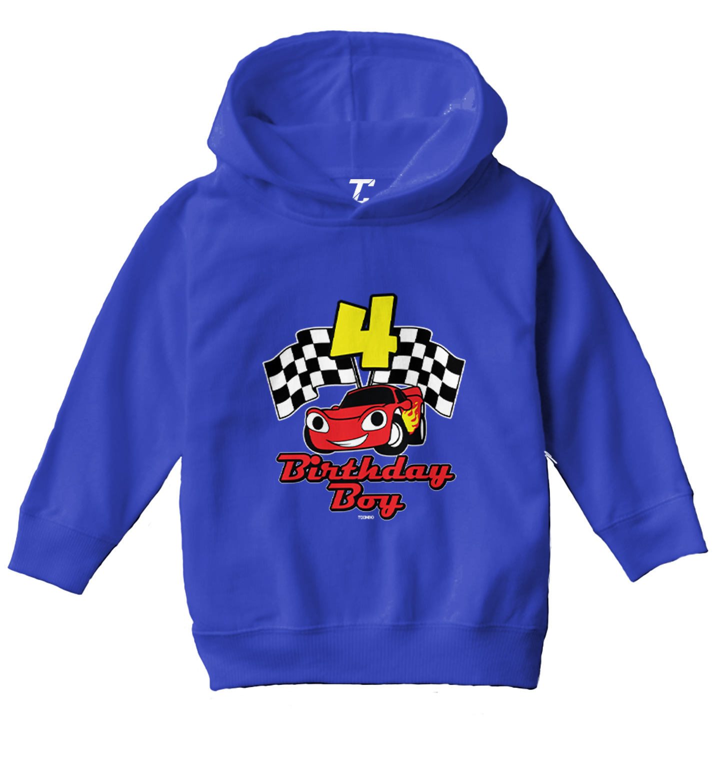 Birthday Boy Car 4 - Four Year Old Checkered Flag Racing Toddler/Youth Hoodie - Picture 11 of 12