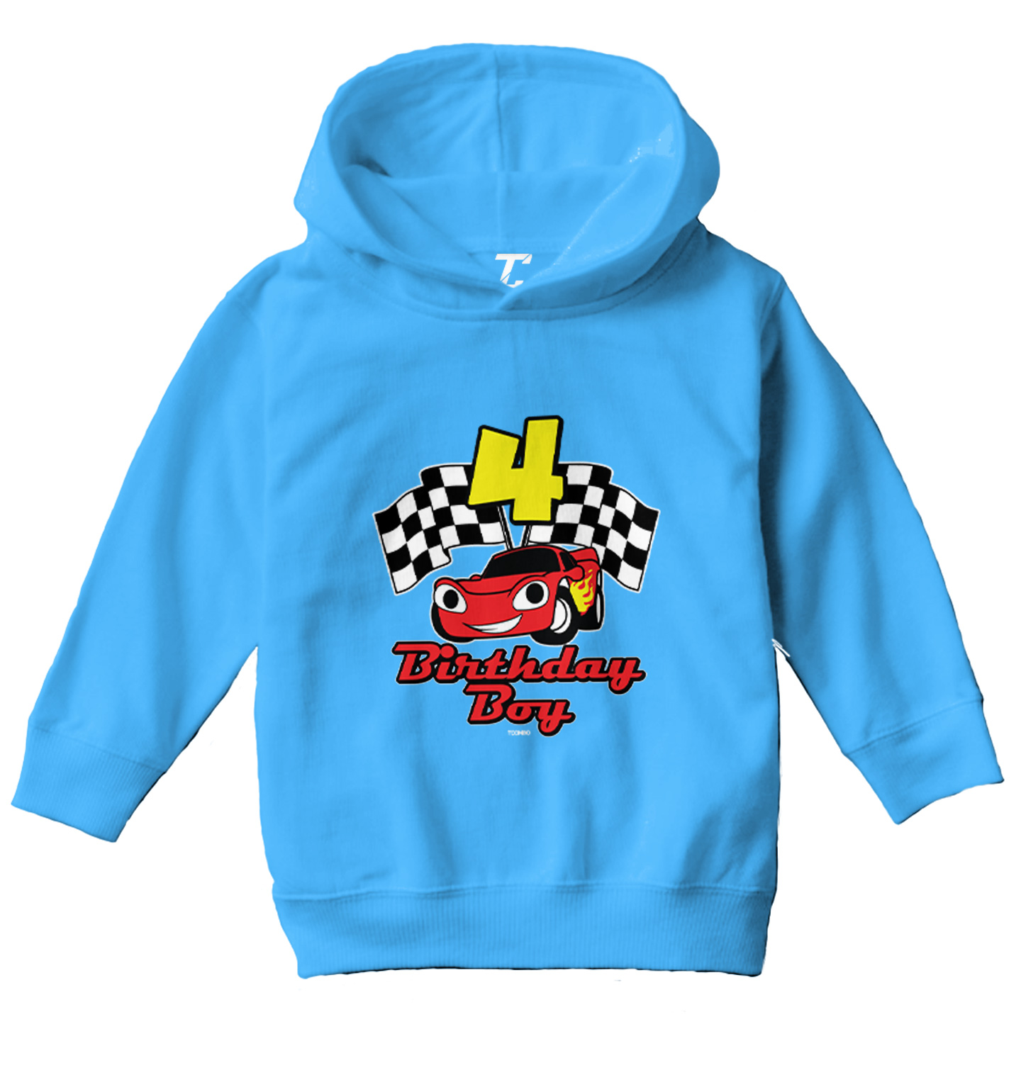 Birthday Boy Car 4 - Four Year Old Checkered Flag Racing Toddler/Youth Hoodie - Picture 12 of 12