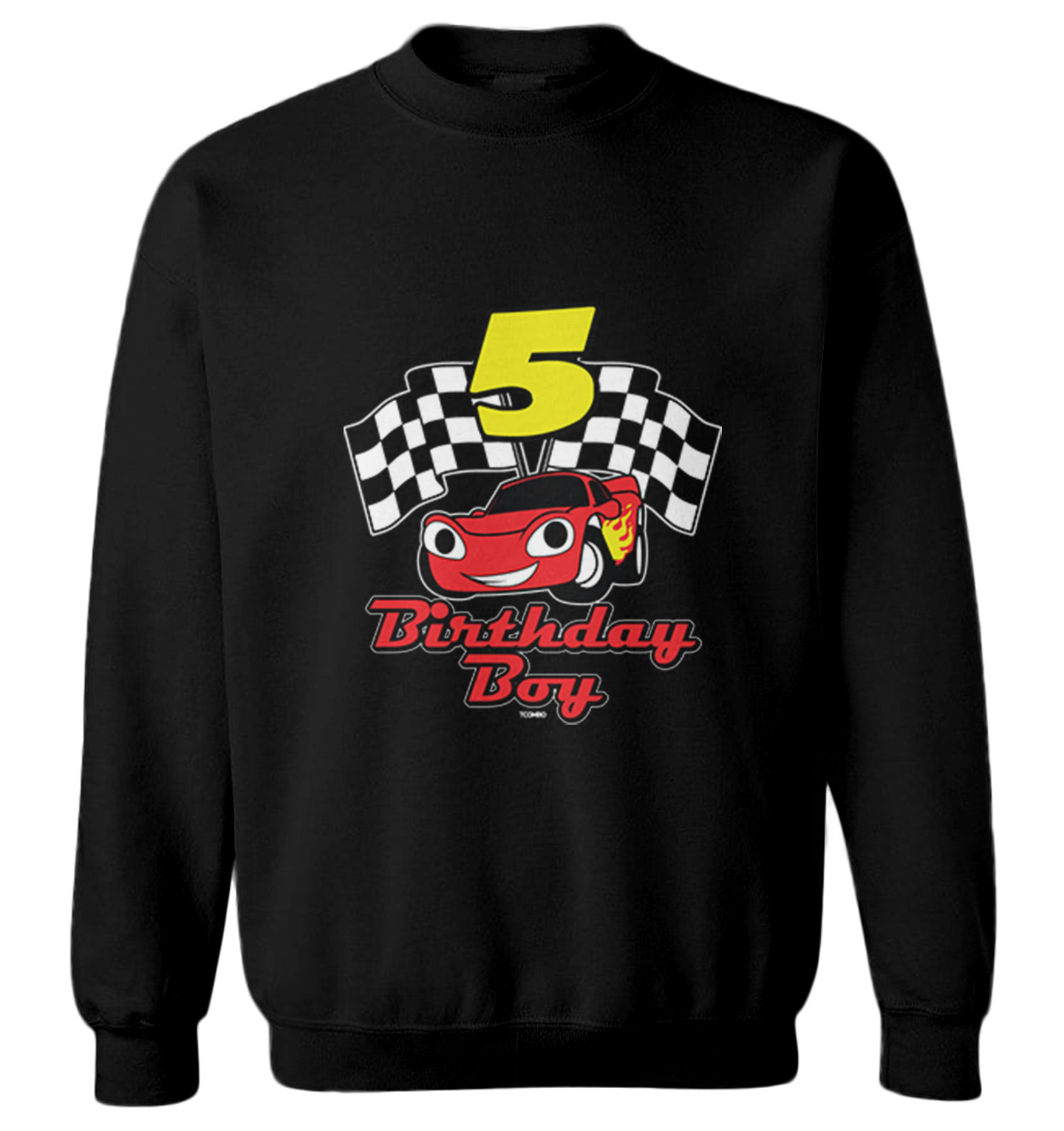 Birthday Boy Car 5 - Five Year Old Checkered Flag Racing Youth Crewneck Sweater - Picture 2 of 8