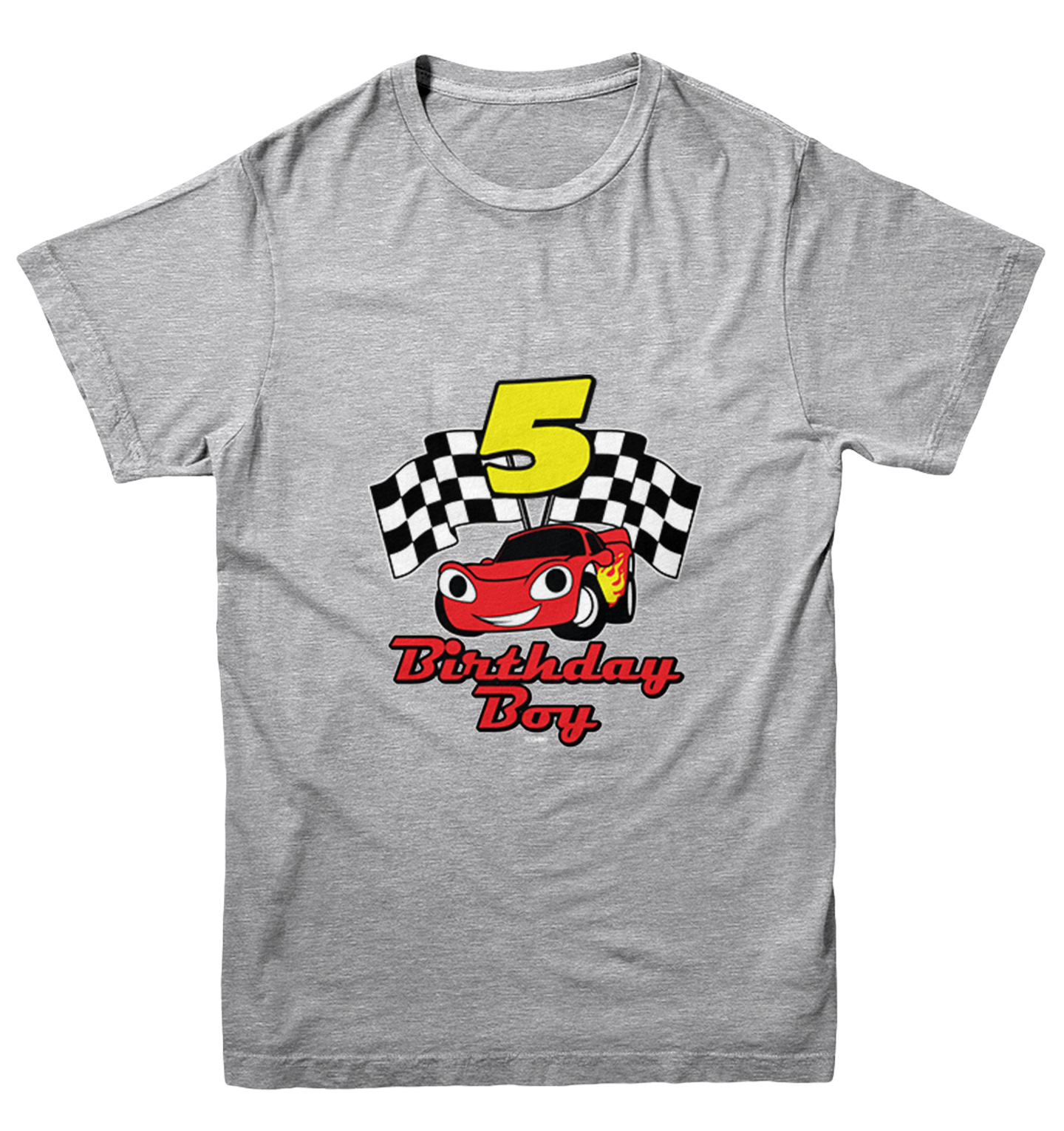 Birthday Boy Car 5 - Five Year Old Checkered Flag Racing Youth T-Shirt - Picture 6 of 20