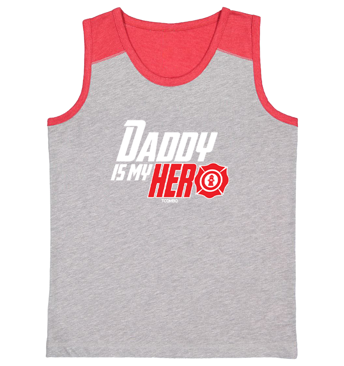 Daddy Is My Hero - Firefighter Heroic Father's Day Youth Contrast Tank Top - Picture 7 of 7