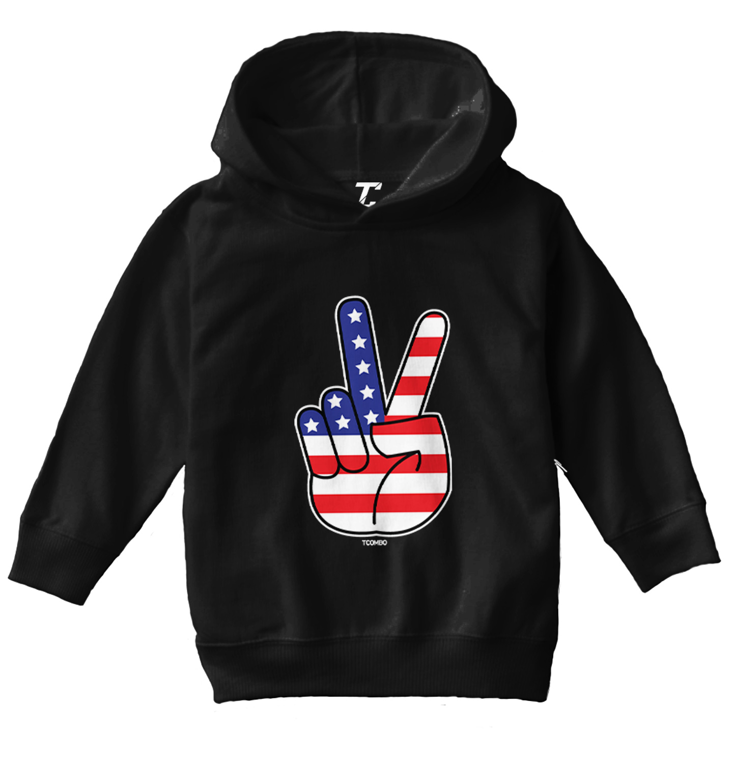 Peace Sign - American Flag USA United Staes 4th Of July Toddler/Youth Hoodie - Picture 2 of 12