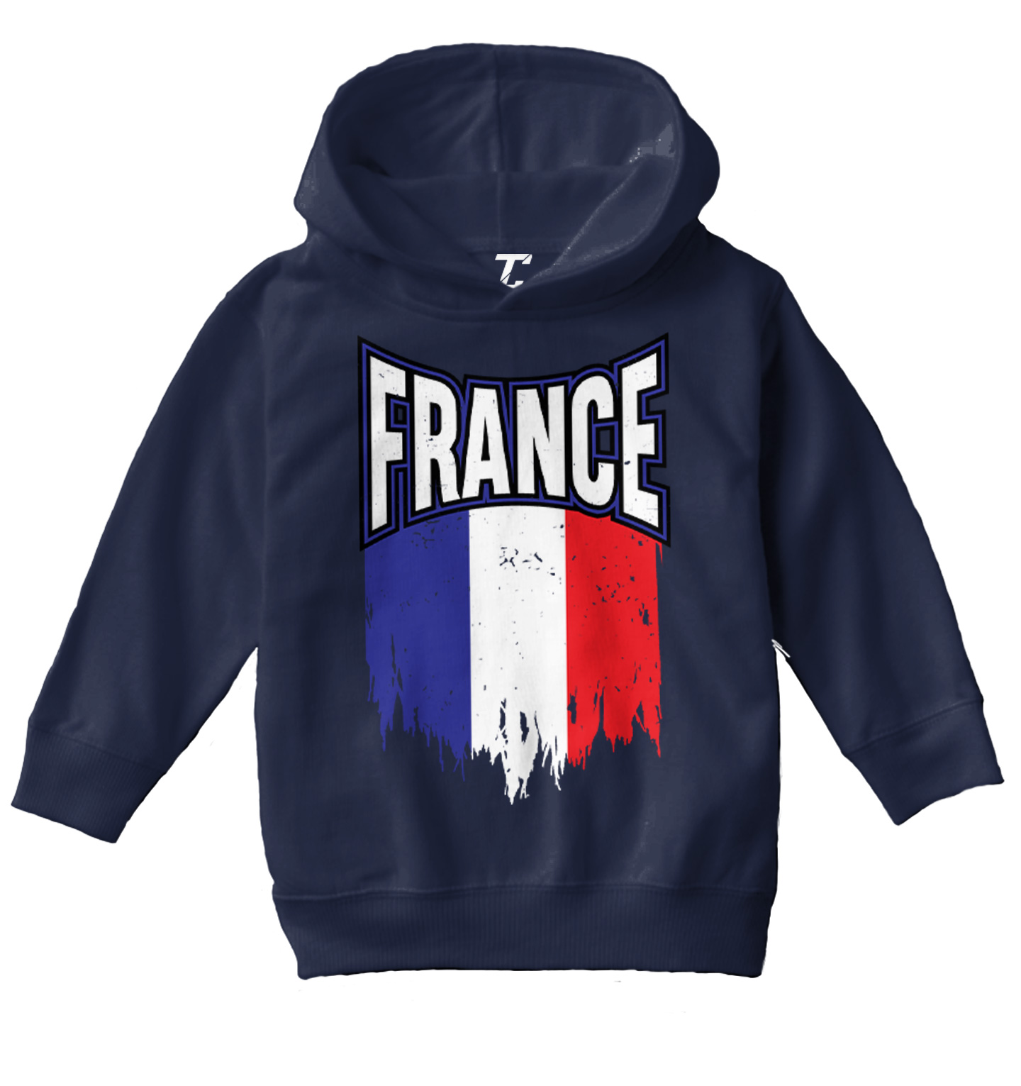 France Torn Flag - French Strong Country Proud Pride Toddler/Youth Hoodie - Picture 7 of 12