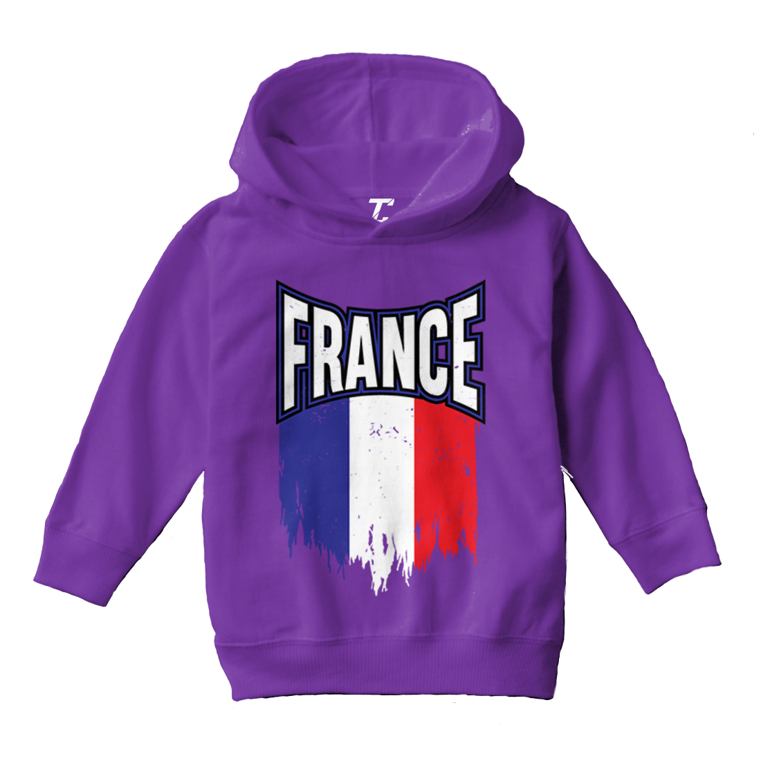 France Torn Flag - French Strong Country Proud Pride Toddler/Youth Hoodie - Picture 9 of 12