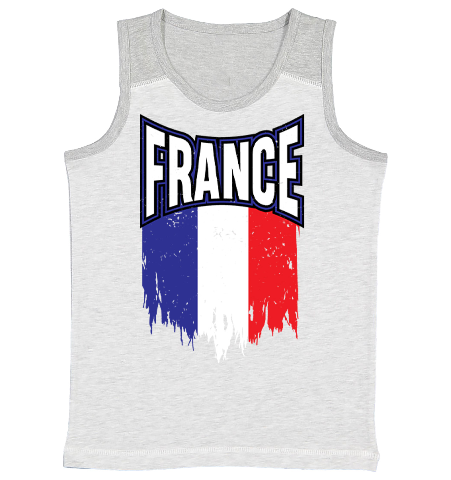 France Torn Flag - French Strong Country Proud Pride Youth Contrast Tank Top - Picture 5 of 7