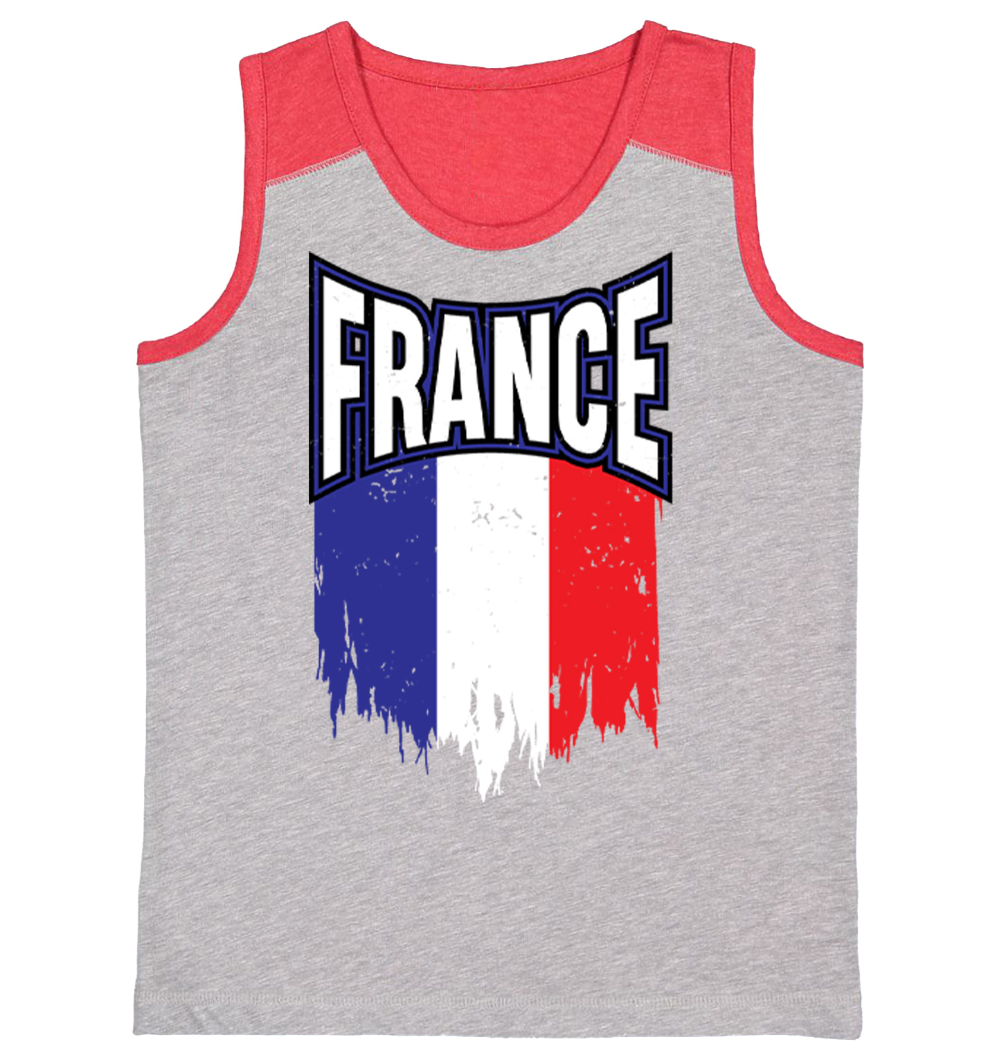 France Torn Flag - French Strong Country Proud Pride Youth Contrast Tank Top - Picture 7 of 7
