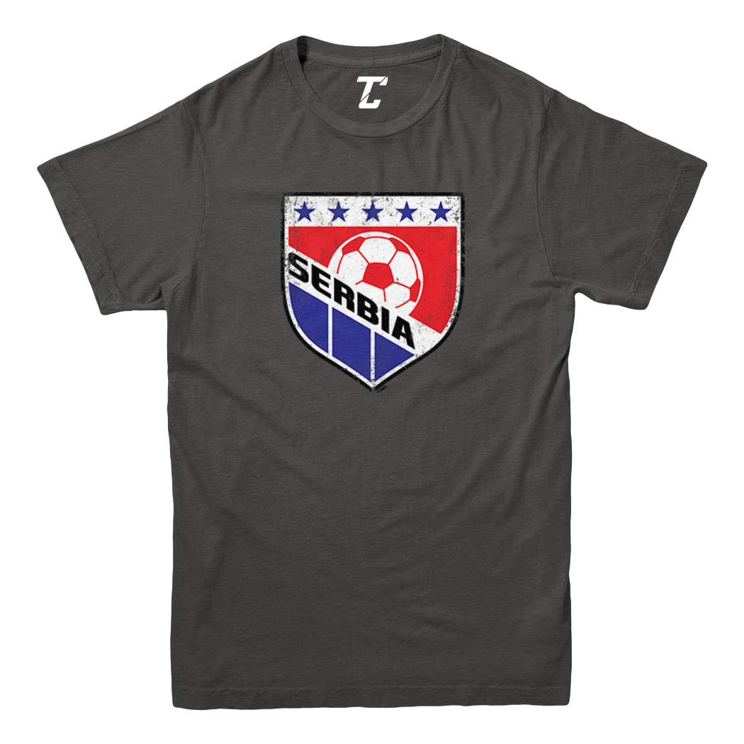 Serbia Soccer - Distressed Serbian Badge Proud Pride Youth T-Shirt - Picture 3 of 20