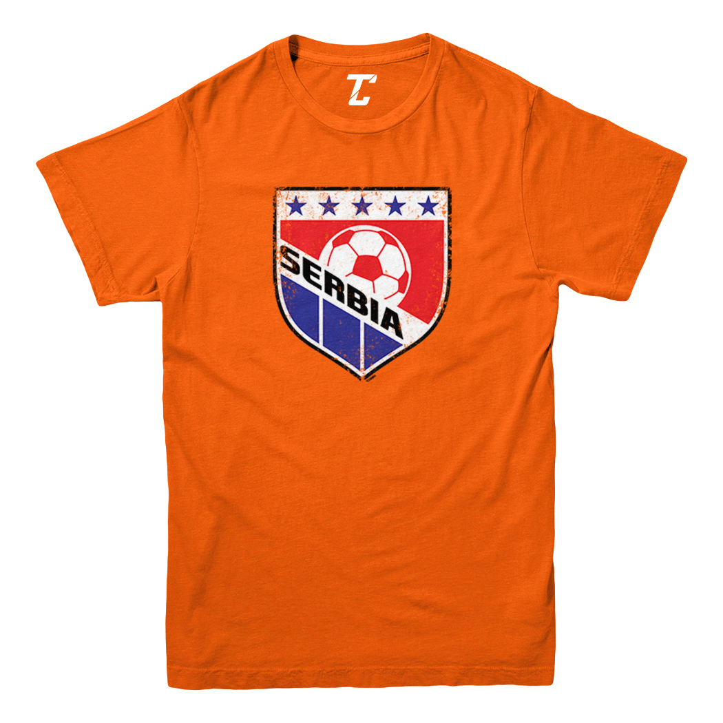 Serbia Soccer - Distressed Serbian Badge Proud Pride Youth T-Shirt - Picture 8 of 20