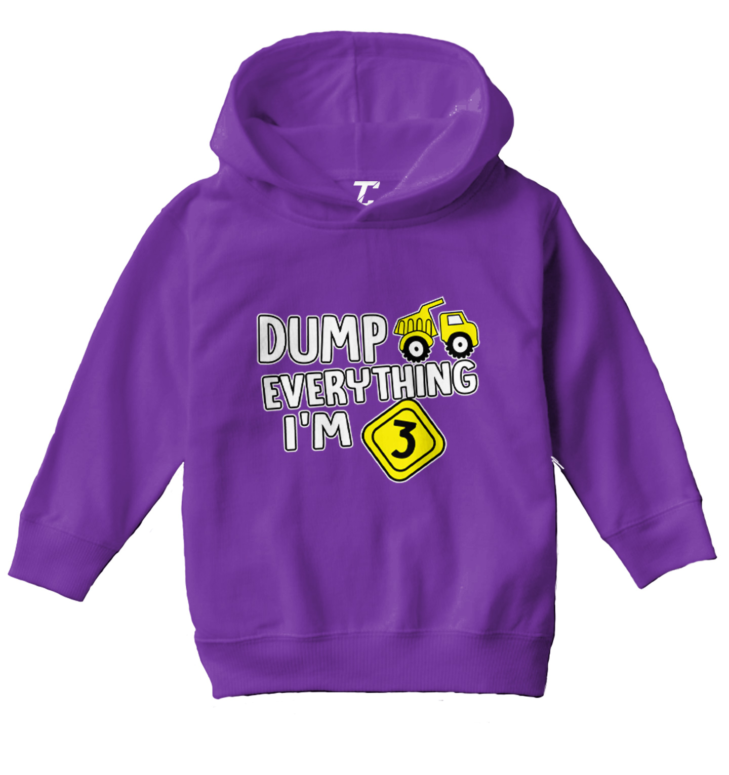 Dump Everything - I'm Three 3rd Birthday Party Shirt Toddler/Youth Hoodie - Picture 9 of 12