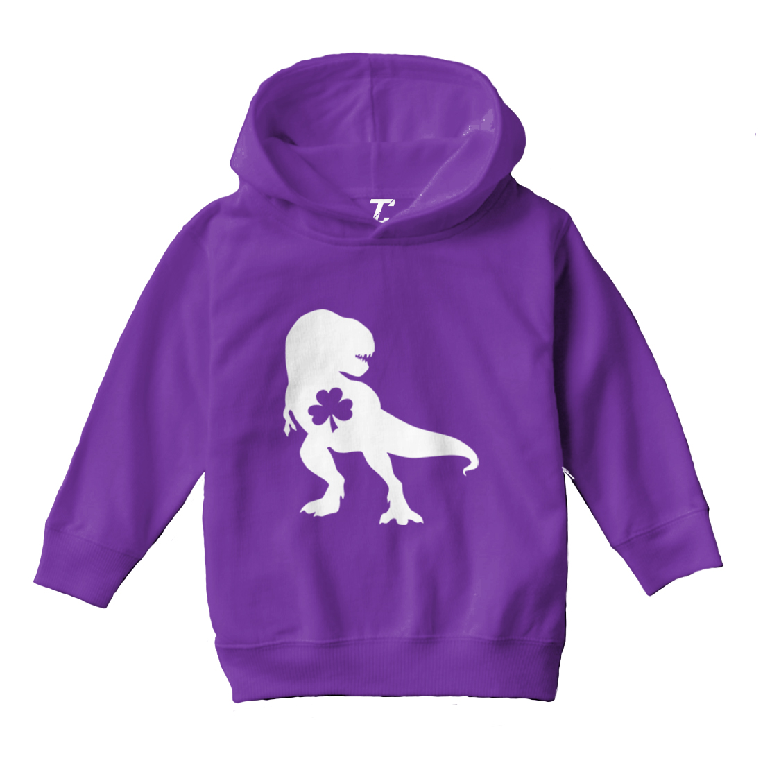 T Rex Shamrock - Dinosaur Clover St. Patrick's Day Toddler/Youth Hoodie - Picture 9 of 12