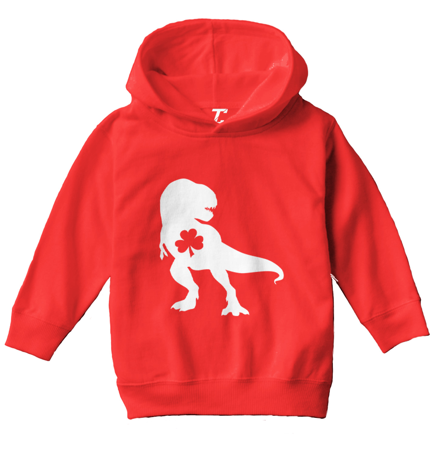 T Rex Shamrock - Dinosaur Clover St. Patrick's Day Toddler/Youth Hoodie - Picture 10 of 12