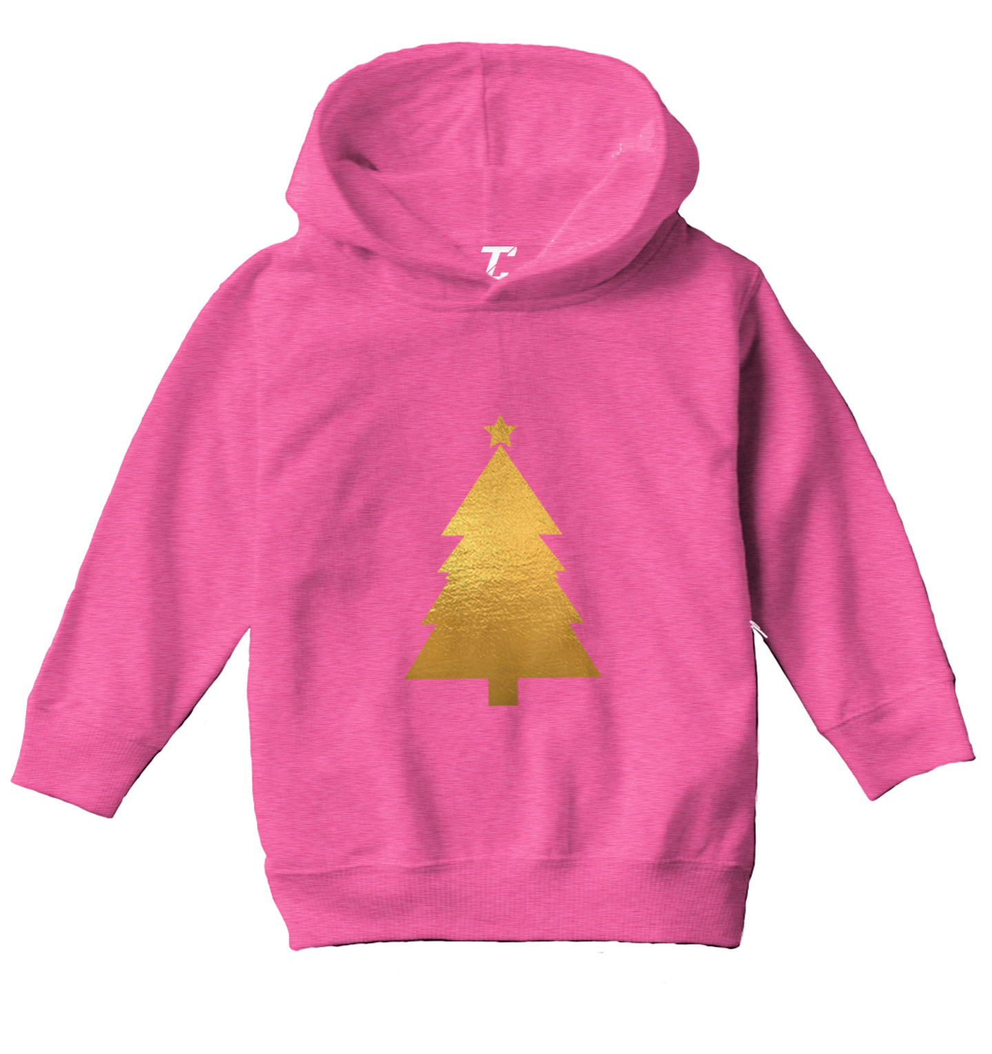Gold Foil Christmas Tree - Santa Claus Xmas Holiday Toddler/Youth Hoodie - Picture 4 of 12