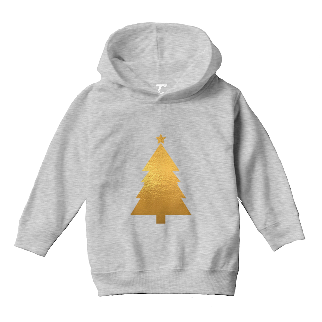 Gold Foil Christmas Tree - Santa Claus Xmas Holiday Toddler/Youth Hoodie - Picture 6 of 12