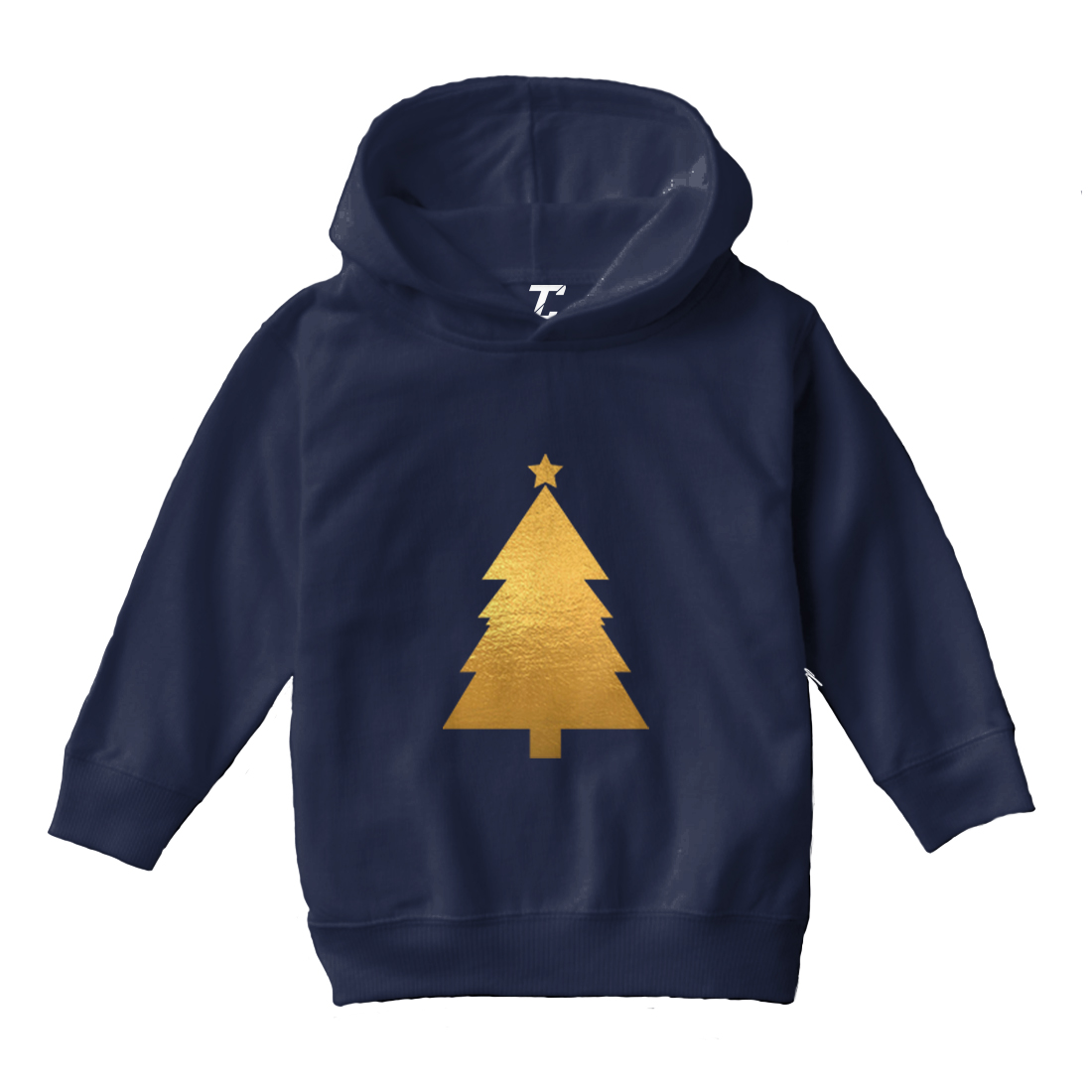 Gold Foil Christmas Tree - Santa Claus Xmas Holiday Toddler/Youth Hoodie - Picture 7 of 12