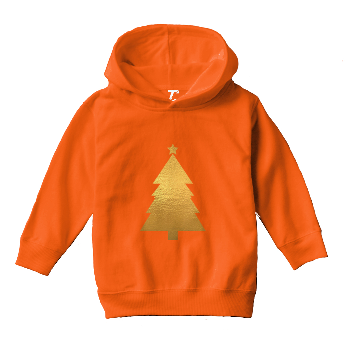 Gold Foil Christmas Tree - Santa Claus Xmas Holiday Toddler/Youth Hoodie - Picture 8 of 12