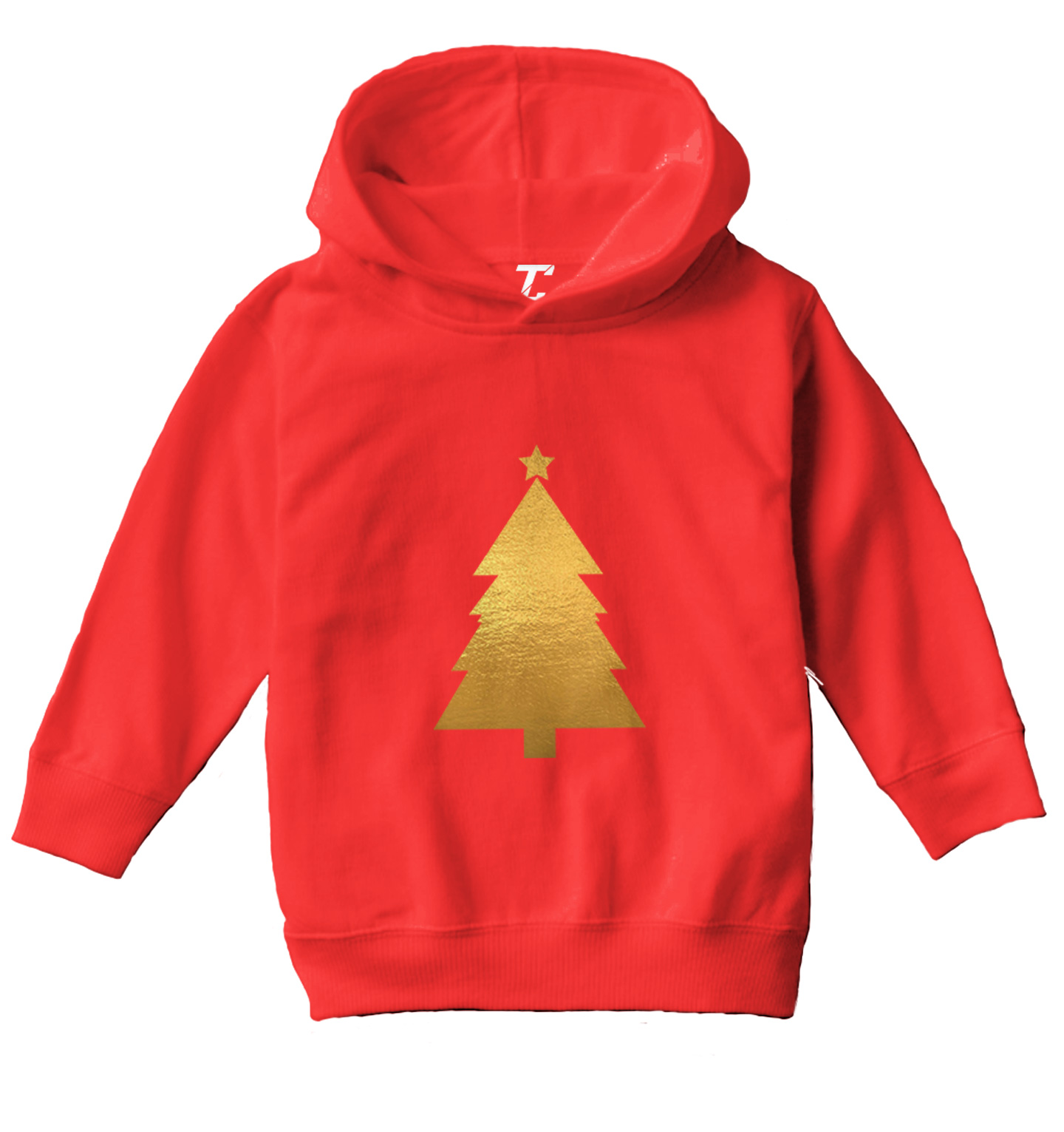 Gold Foil Christmas Tree - Santa Claus Xmas Holiday Toddler/Youth Hoodie - Picture 10 of 12