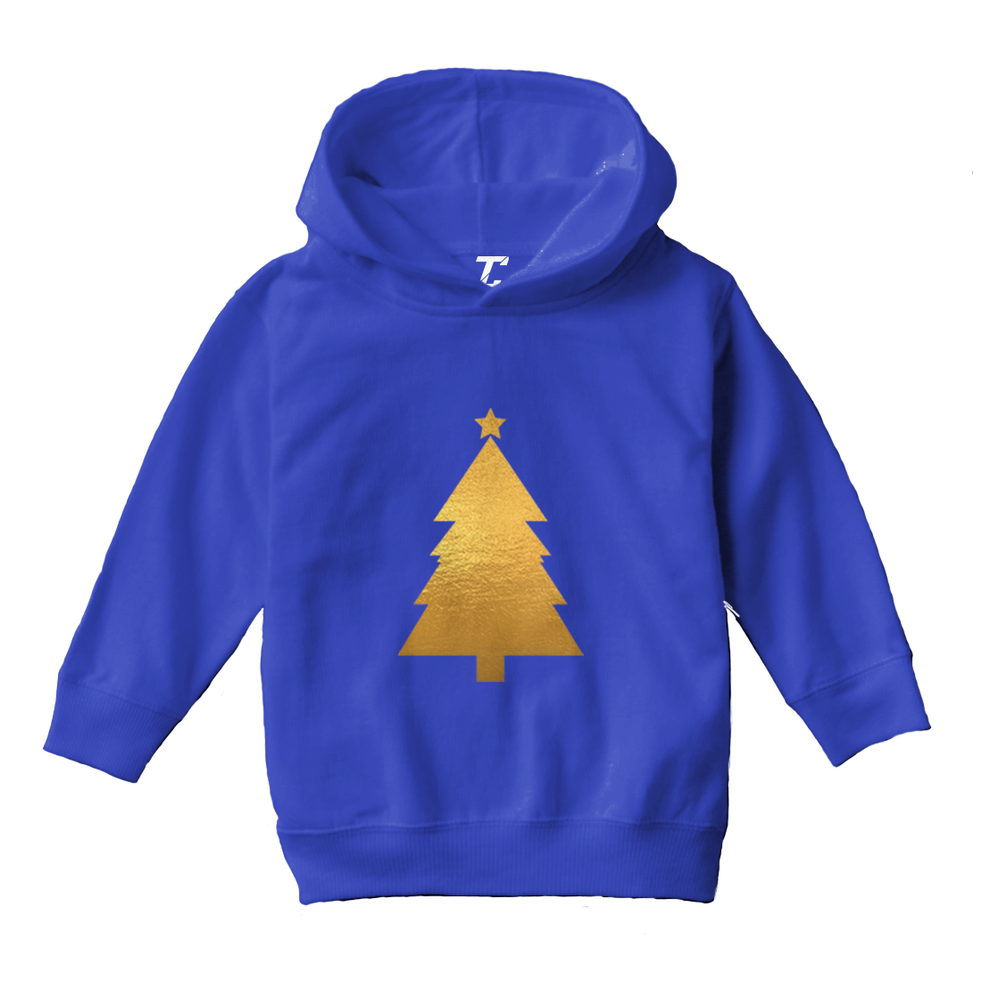 Gold Foil Christmas Tree - Santa Claus Xmas Holiday Toddler/Youth Hoodie - Picture 11 of 12