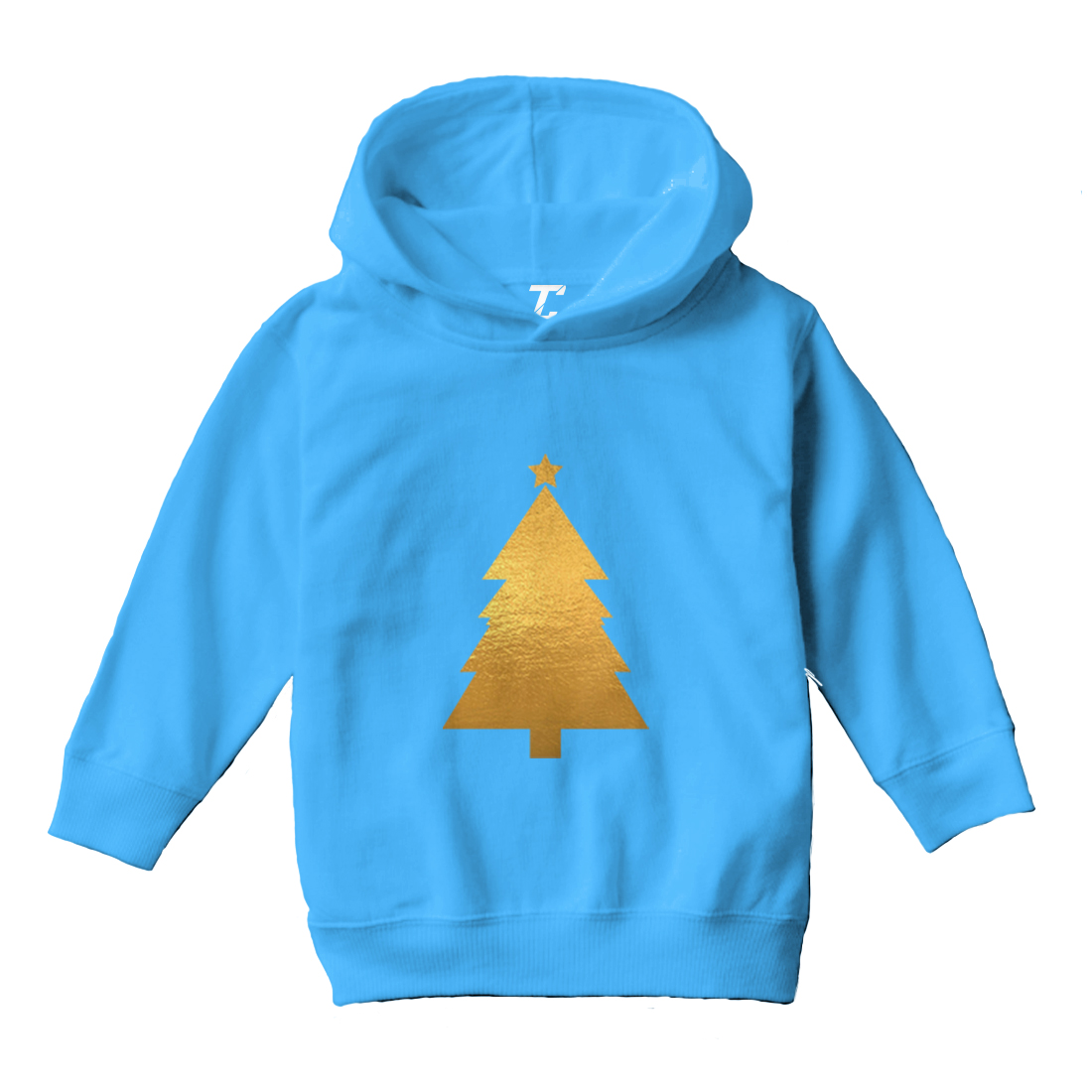 Gold Foil Christmas Tree - Santa Claus Xmas Holiday Toddler/Youth Hoodie - Picture 12 of 12