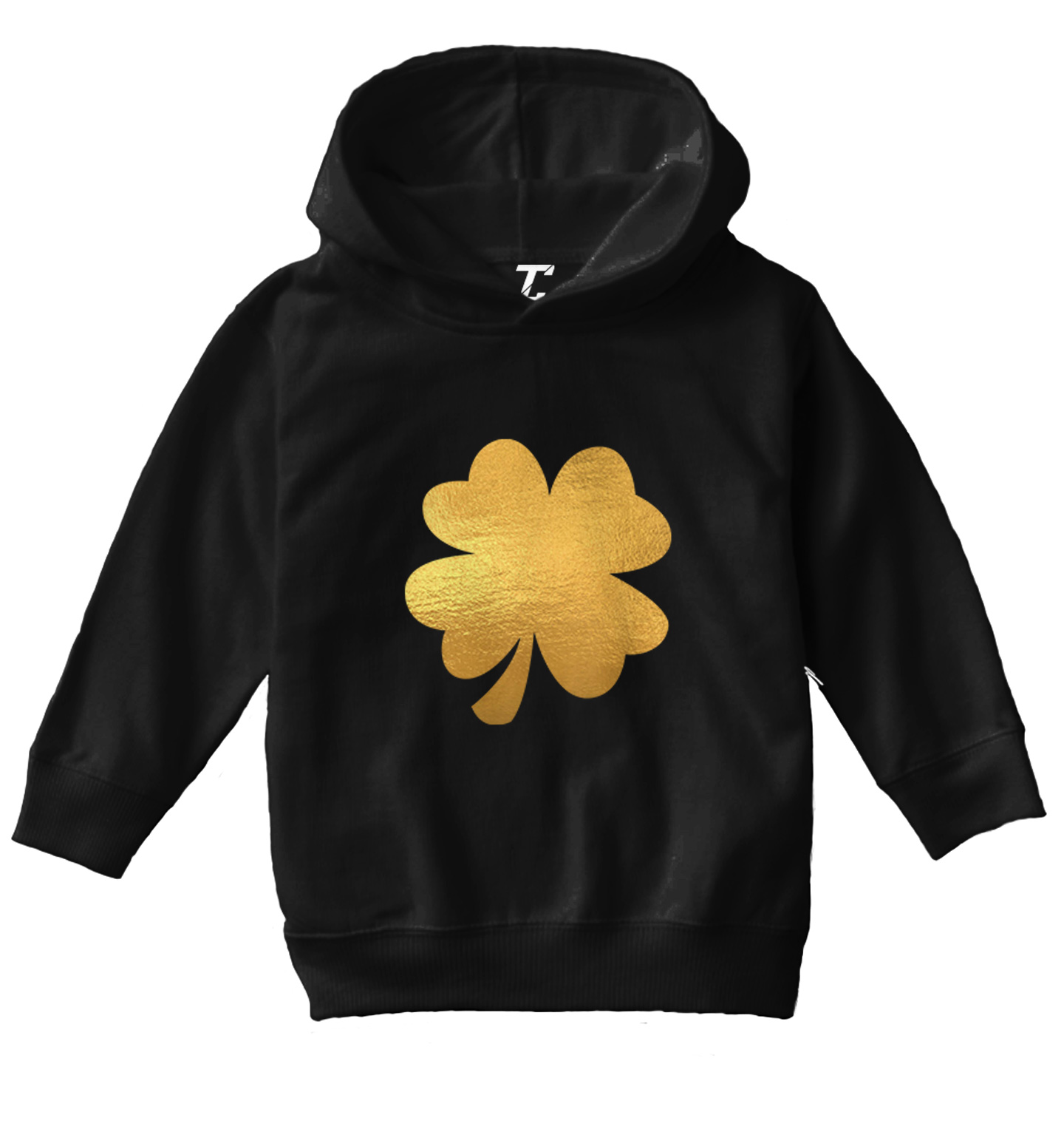 Gold Foil Four Leaf Clover - St. Patrick's Day Irish Toddler/Youth Hoodie - Picture 2 of 12