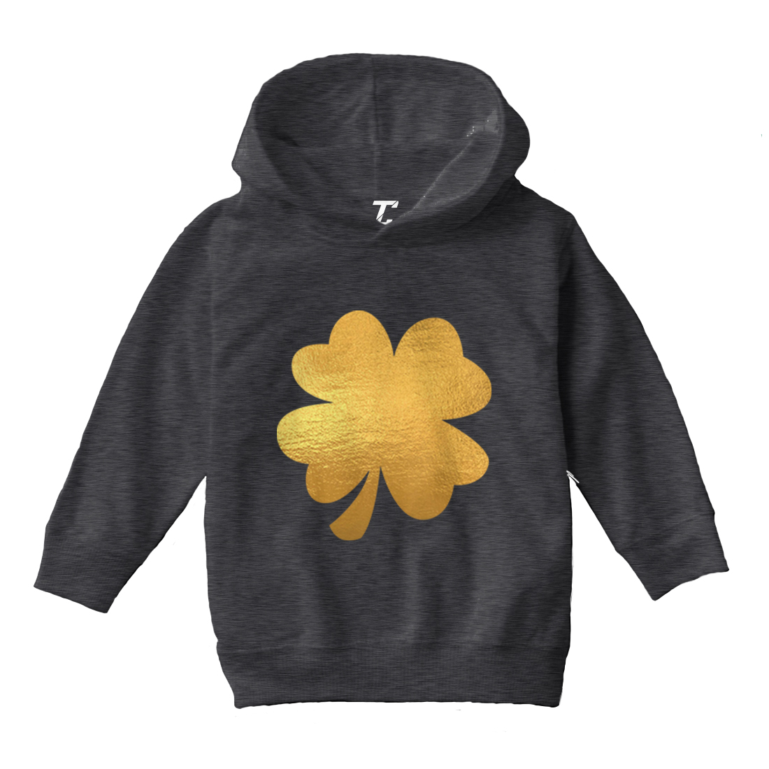 Gold Foil Four Leaf Clover - St. Patrick's Day Irish Toddler/Youth Hoodie - Picture 3 of 12