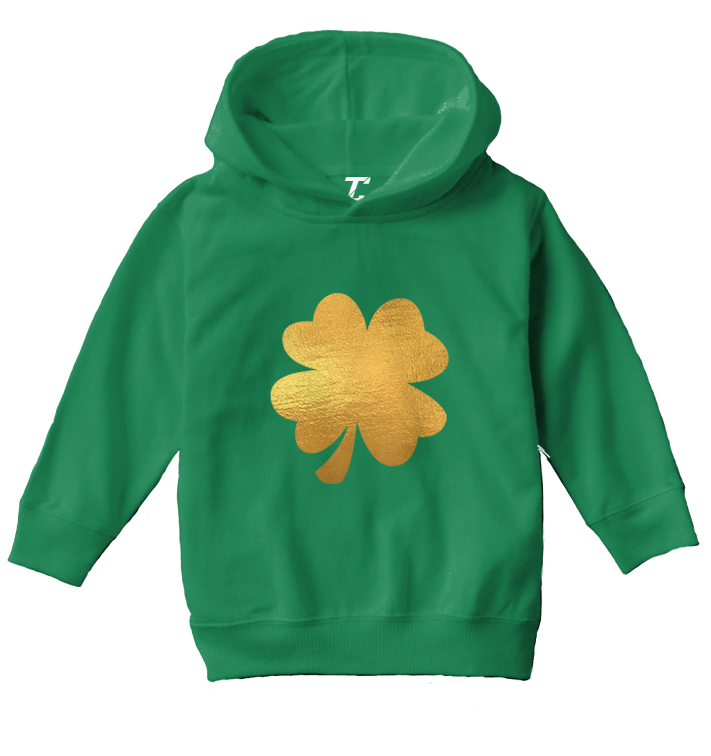 Gold Foil Four Leaf Clover - St. Patrick's Day Irish Toddler/Youth Hoodie - Picture 5 of 12