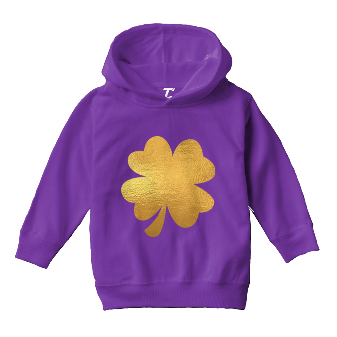 Gold Foil Four Leaf Clover - St. Patrick's Day Irish Toddler/Youth Hoodie - Picture 9 of 12