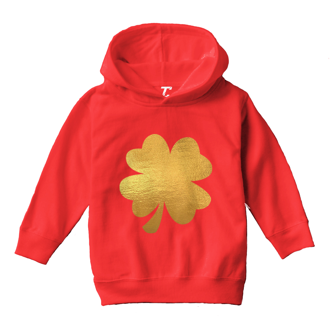 Gold Foil Four Leaf Clover - St. Patrick's Day Irish Toddler/Youth Hoodie - Picture 10 of 12