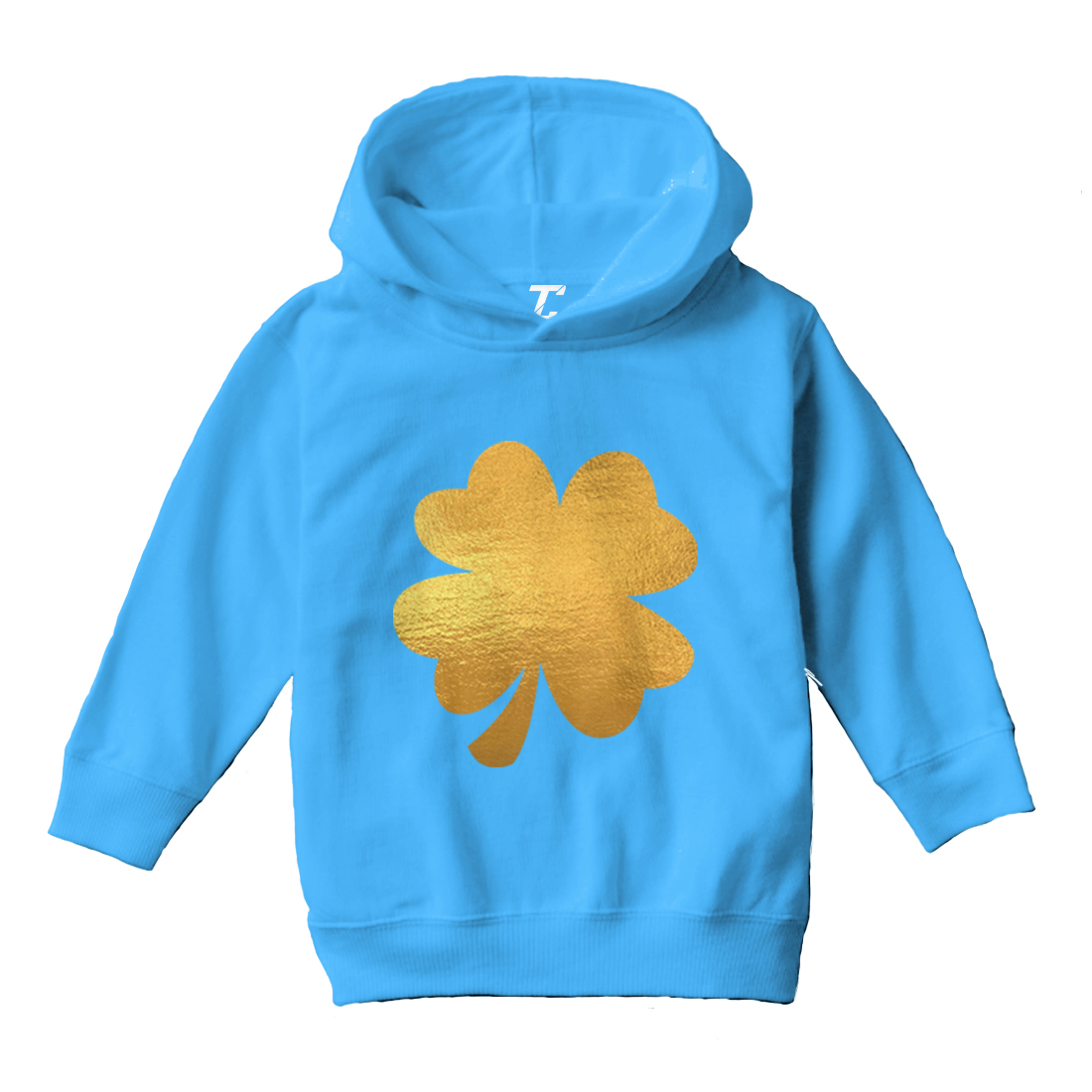 Gold Foil Four Leaf Clover - St. Patrick's Day Irish Toddler/Youth Hoodie - Picture 12 of 12