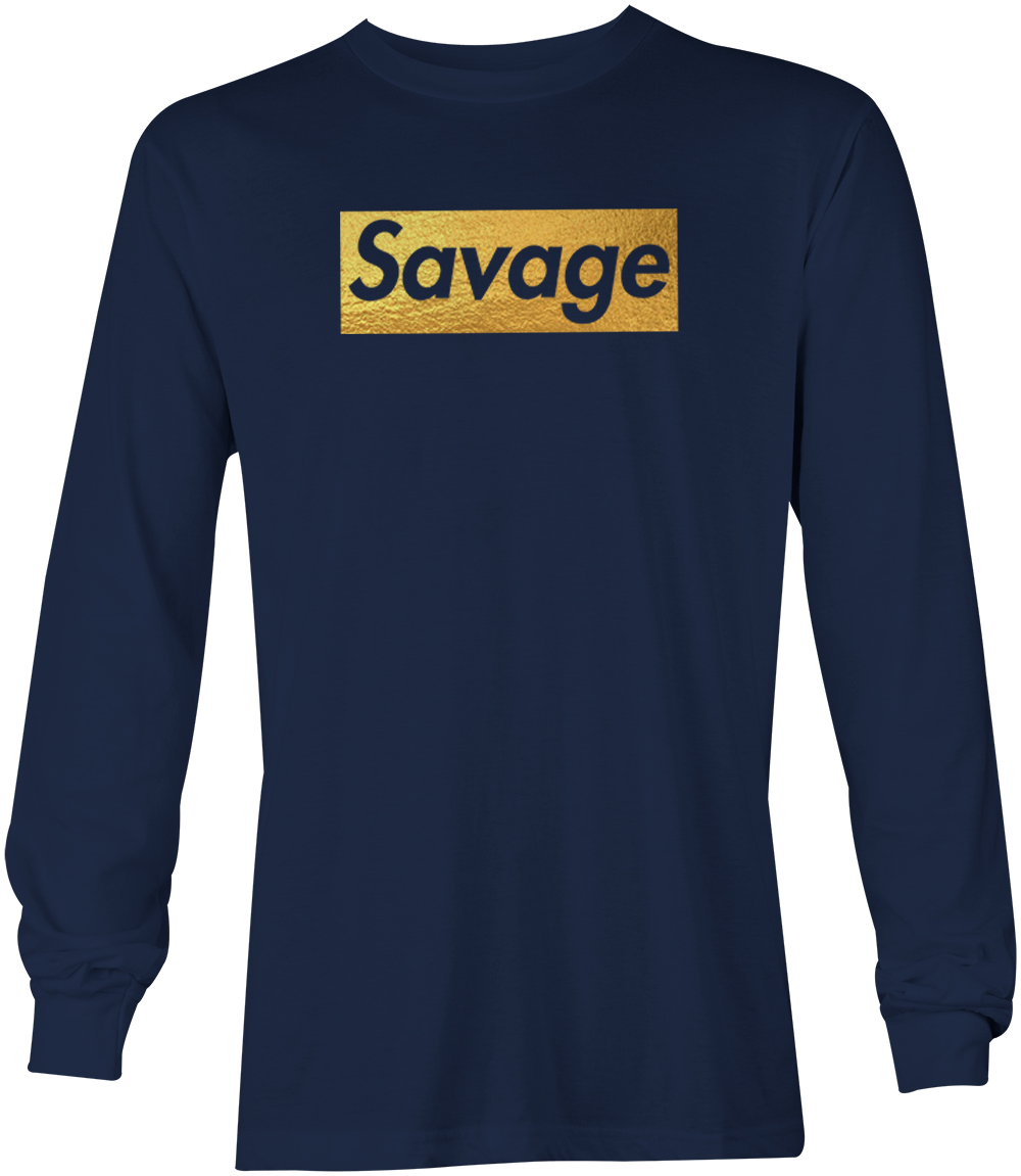 Gold Foil Savage - Ruthless Rebel Misbehaving Cool Youth T-Shirt - Picture 17 of 20