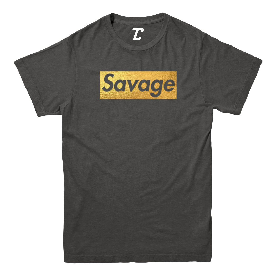 Gold Foil Savage - Ruthless Rebel Misbehaving Cool Youth T-Shirt - Picture 3 of 20