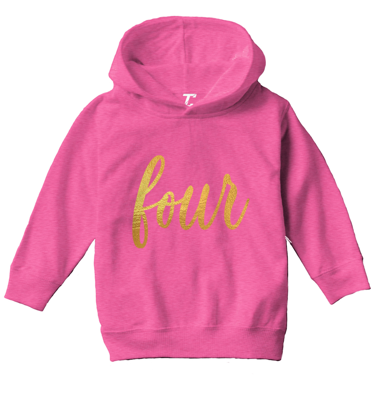 Gold Foil Birthday - Four Party Present Fun Years Old Toddler/Youth Hoodie - Picture 4 of 12