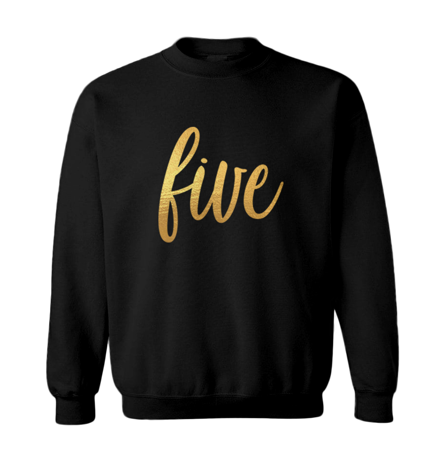 Gold Foil Birthday - Five Party Present Fun Years Old Toddler Crewneck Sweater - Picture 2 of 7