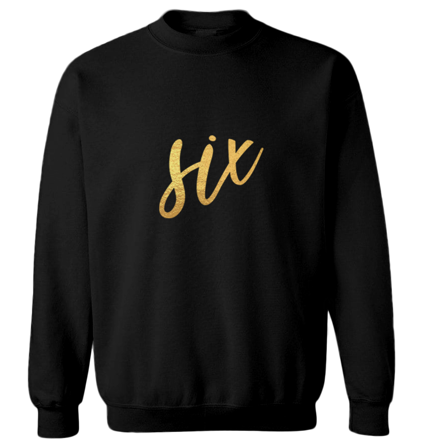 Gold Foil Birthday - Six Party Present Fun Years Old Youth Crewneck Sweater - Picture 2 of 8