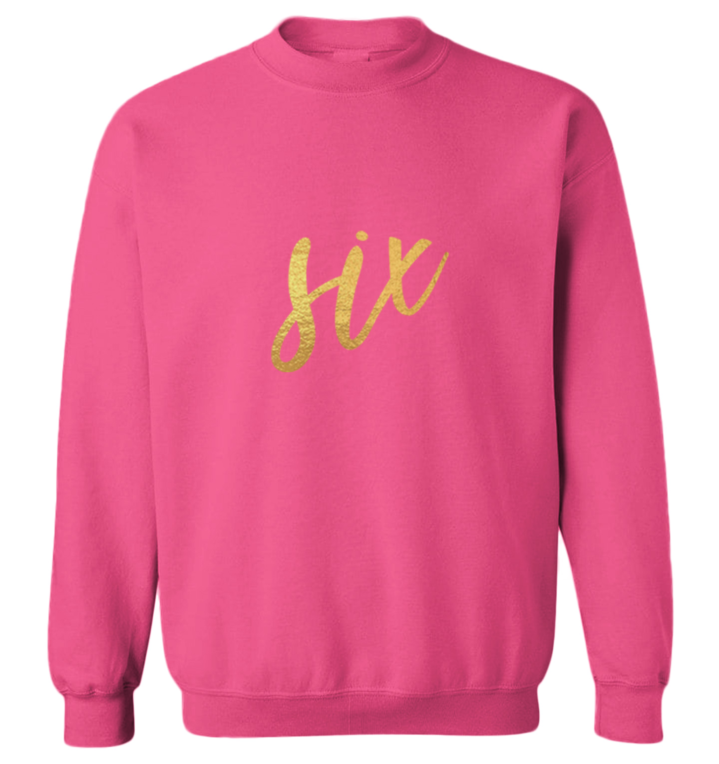 Gold Foil Birthday - Six Party Present Fun Years Old Youth Crewneck Sweater - Picture 6 of 8