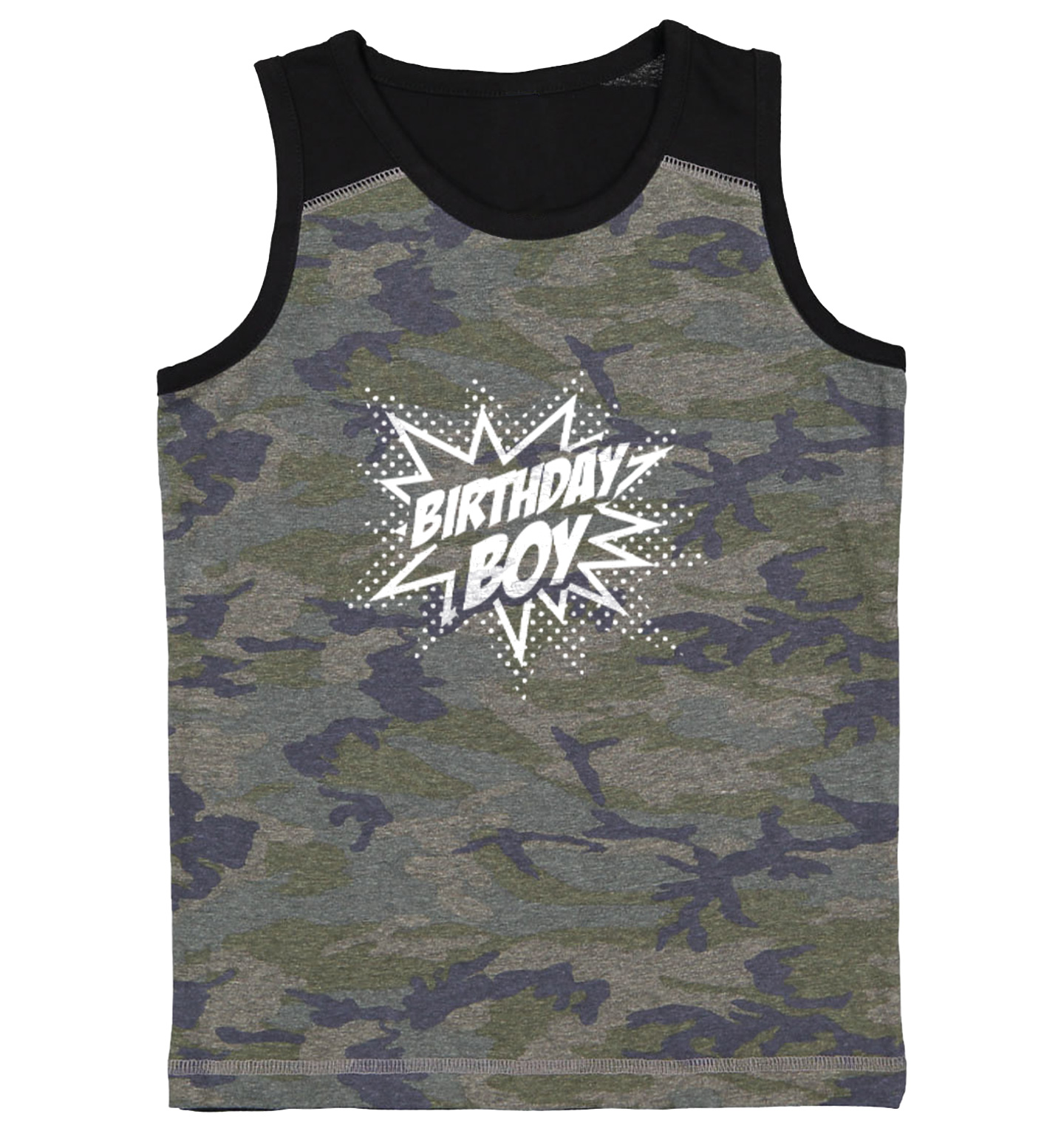 Birthday Boy Comic - Pow Action Packed Cool Superhero Youth Contrast Tank Top - Picture 2 of 7