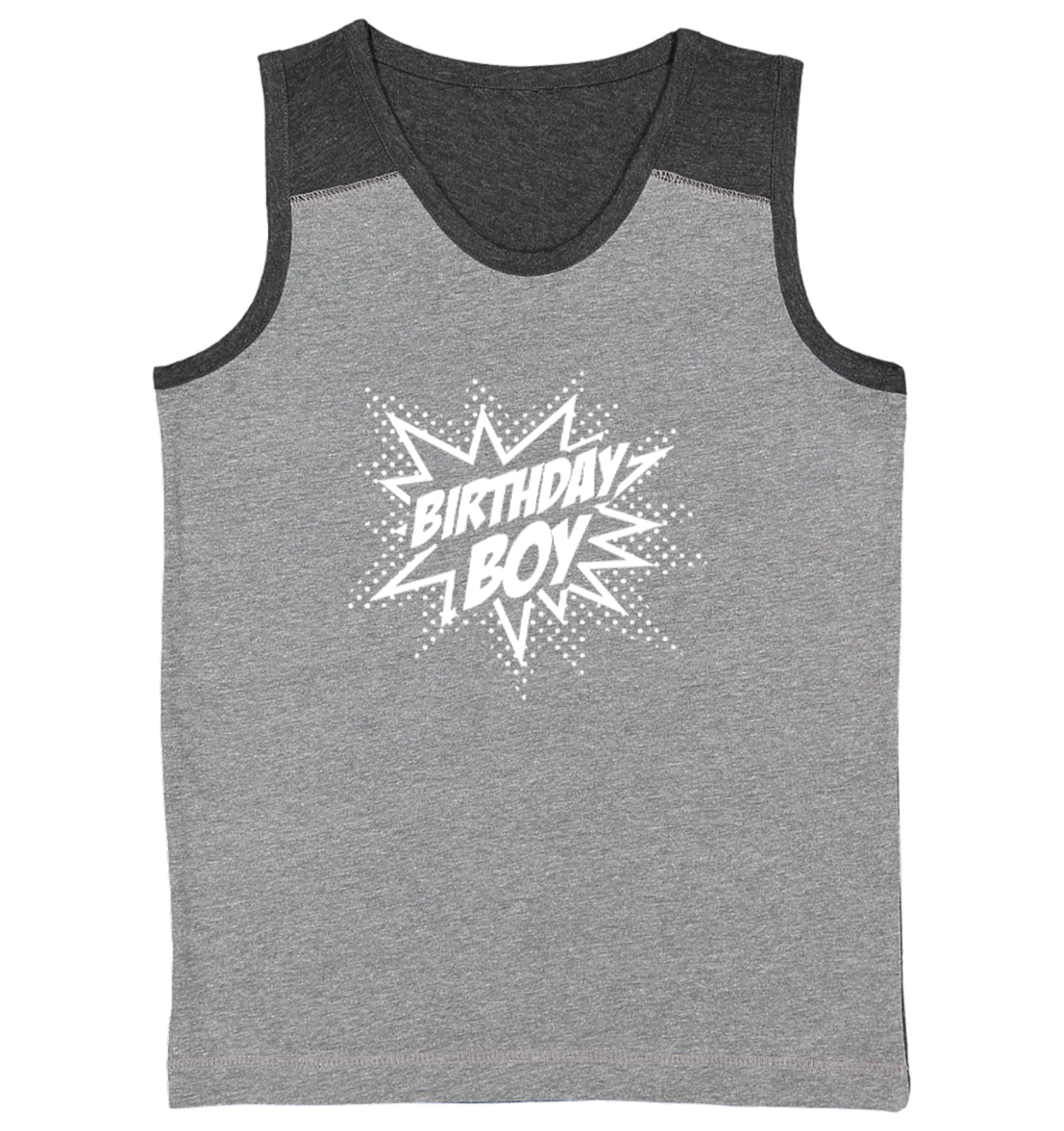 Birthday Boy Comic - Pow Action Packed Cool Superhero Youth Contrast Tank Top - Picture 3 of 7