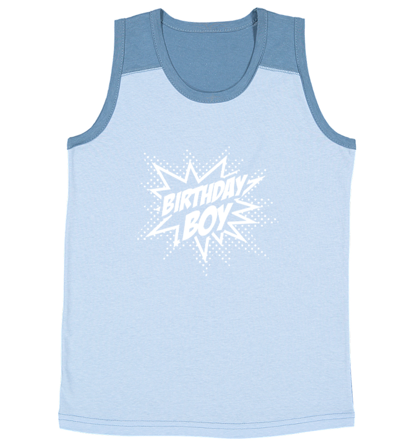 Birthday Boy Comic - Pow Action Packed Cool Superhero Youth Contrast Tank Top - Picture 4 of 7