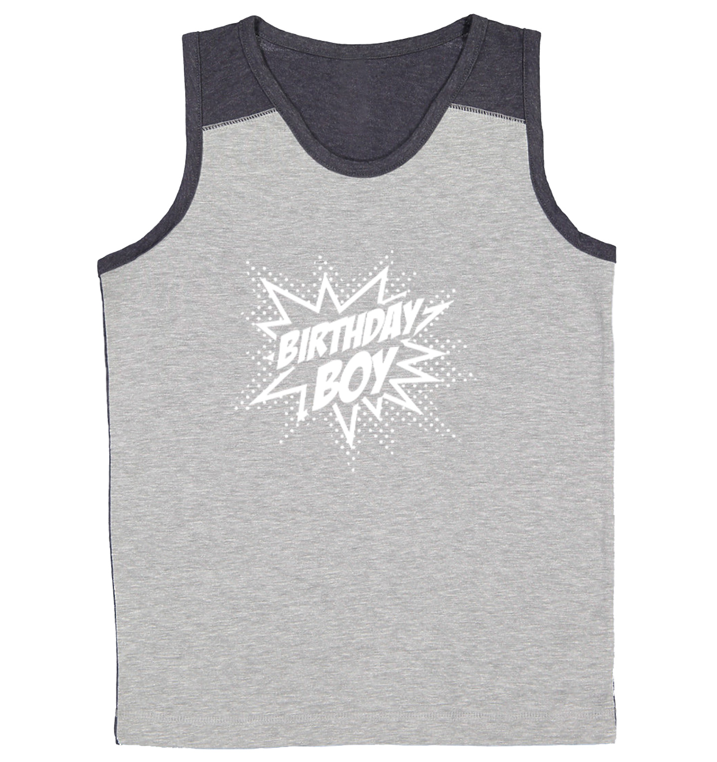 Birthday Boy Comic - Pow Action Packed Cool Superhero Youth Contrast Tank Top - Picture 6 of 7