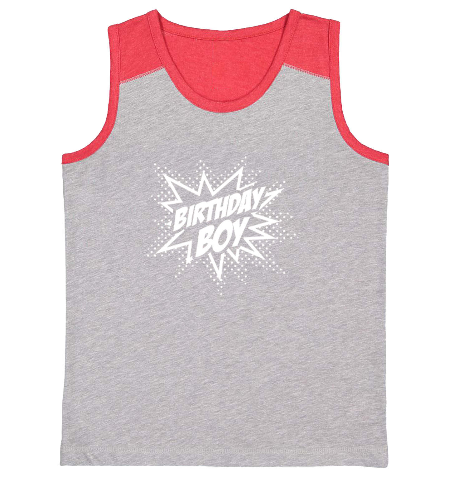 Birthday Boy Comic - Pow Action Packed Cool Superhero Youth Contrast Tank Top - Picture 7 of 7