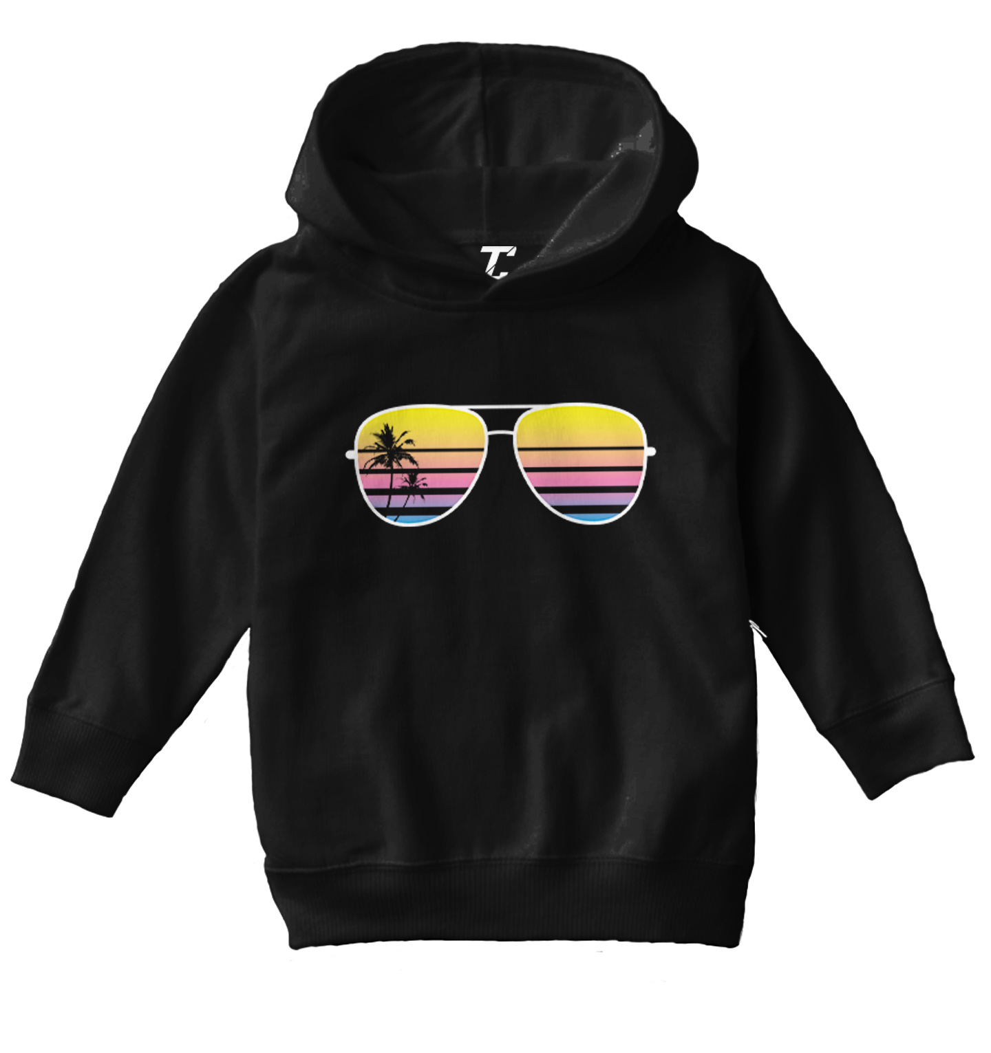 Sunglasses - Palm Tree Silhouette Ocean Beach Vacation Toddler/Youth Hoodie - Picture 2 of 12